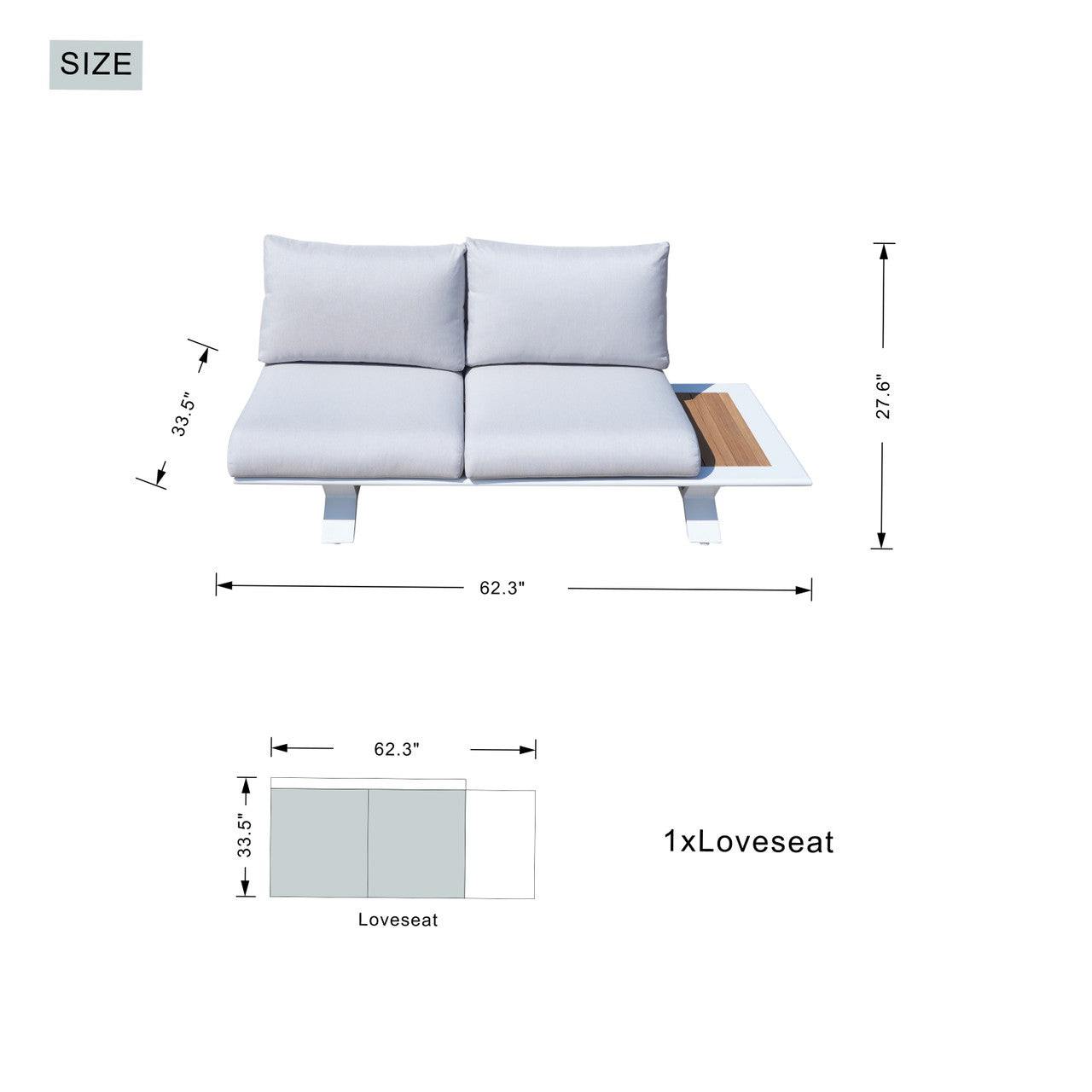 High-grade teak handrails aluminum dew pipe sofa garden set with imitation wood grain stove table