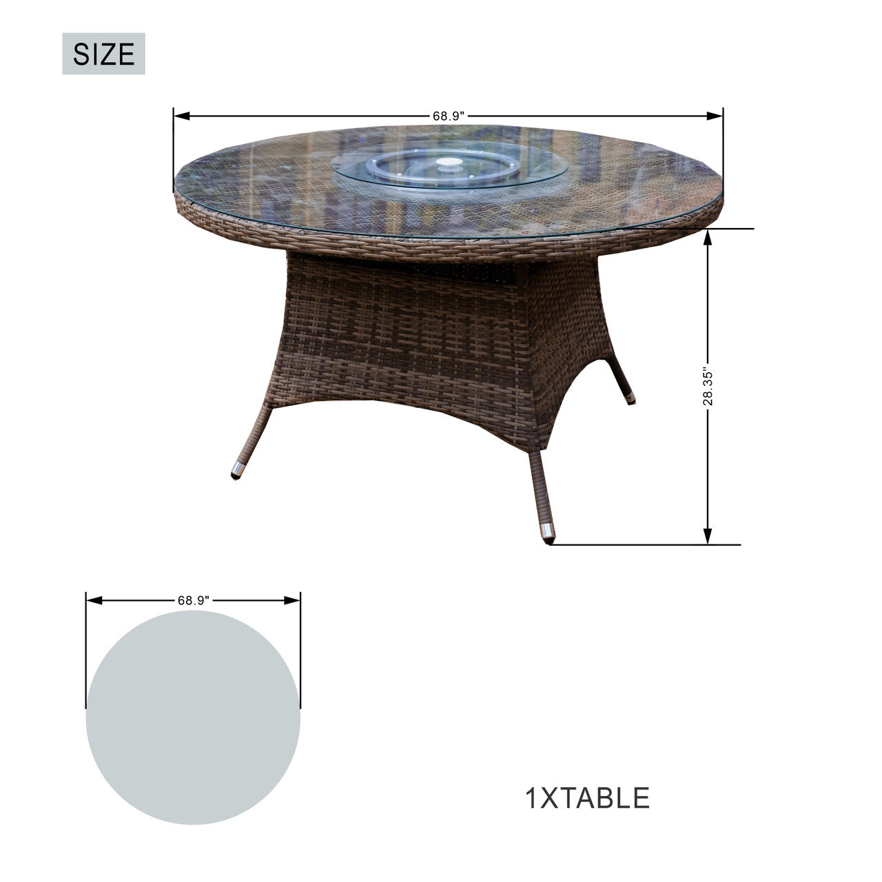 Parma 8-Seat Outdoor Dining Set - Round Dining Table (PAD-1714)