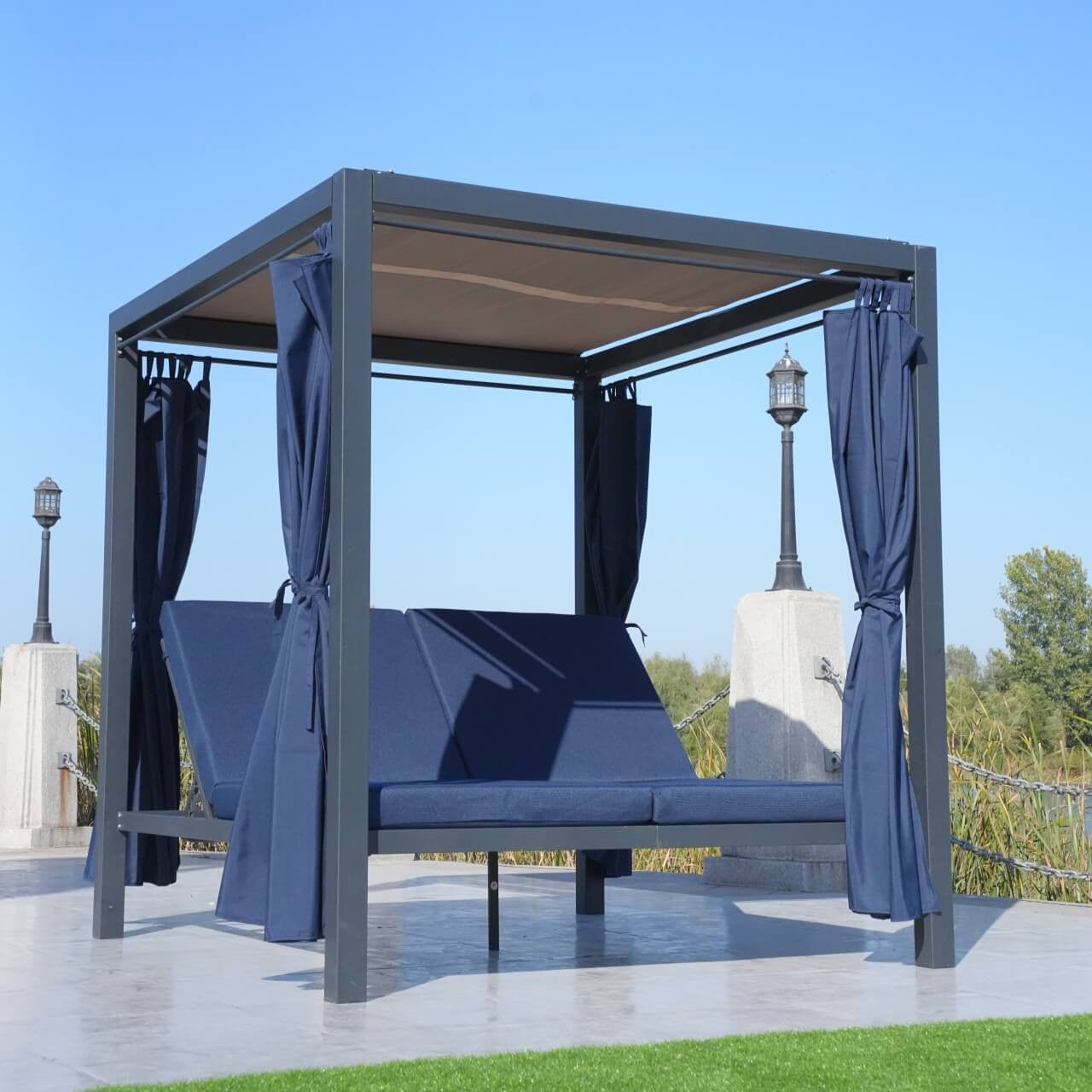 Blue Curtains and Cushion Covers for Whole Set of PAL-1129B 