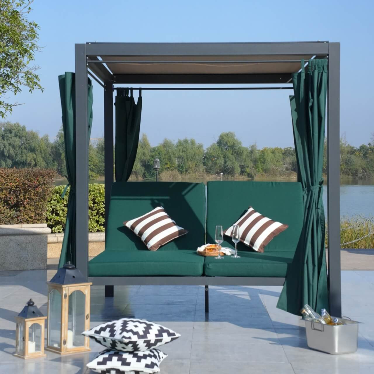 Green Curtains and Cushion Covers for Whole Set of PAL-1129B 