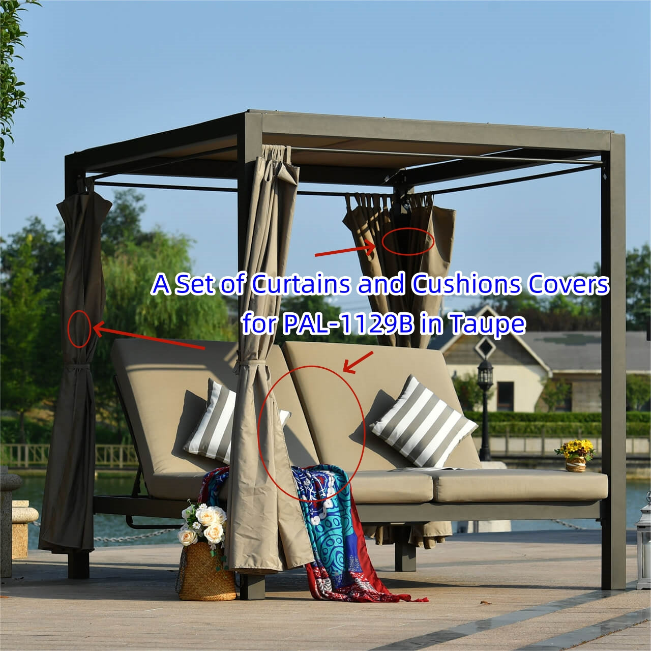 Daybed with Canopy for Outdoor Use (PAL-1129B)