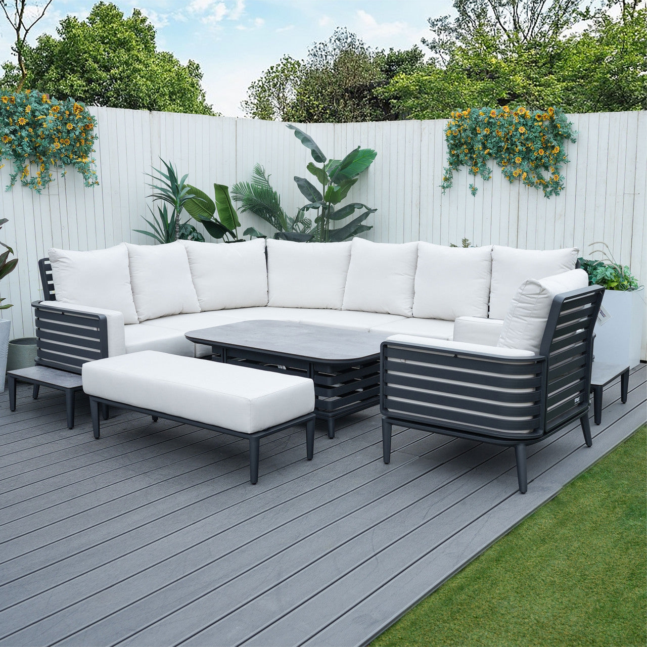 New aluminum exposed tube high-end 8-person sofa set 