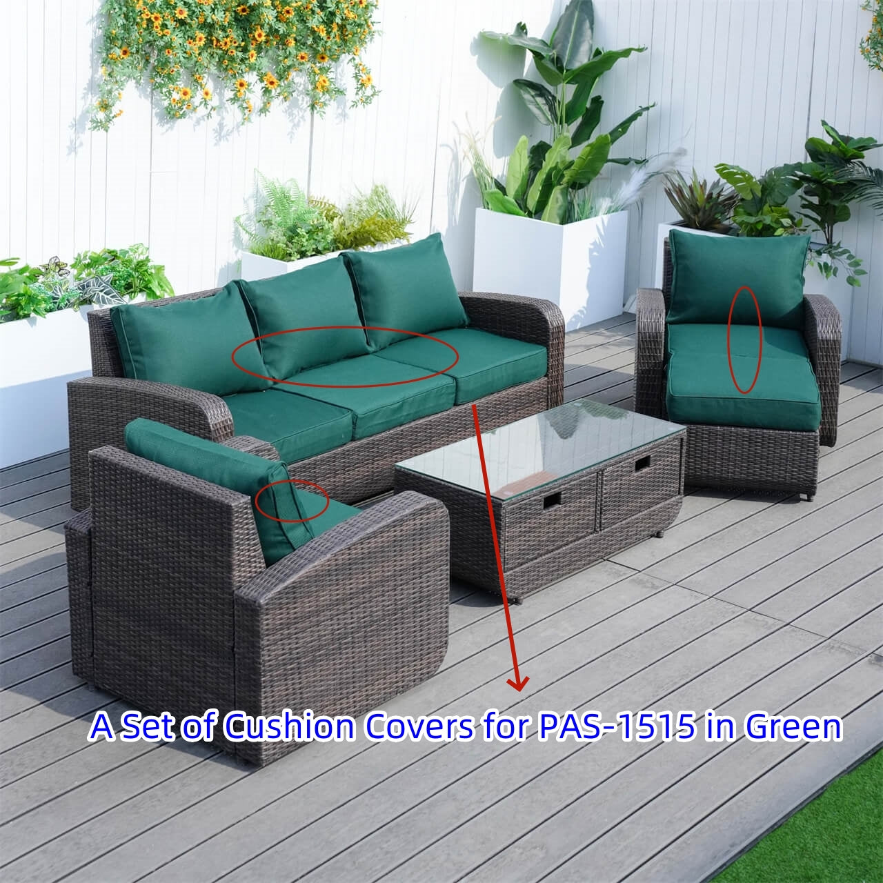 Cushion Covers for Outdoor Conversation Sofa Set (PAS-1515-Cushion Covers)