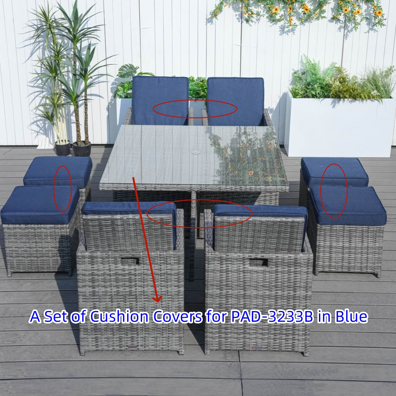 Cushion Covers for Patio Dining Set (PAD-3233B-Cushion-Covers)