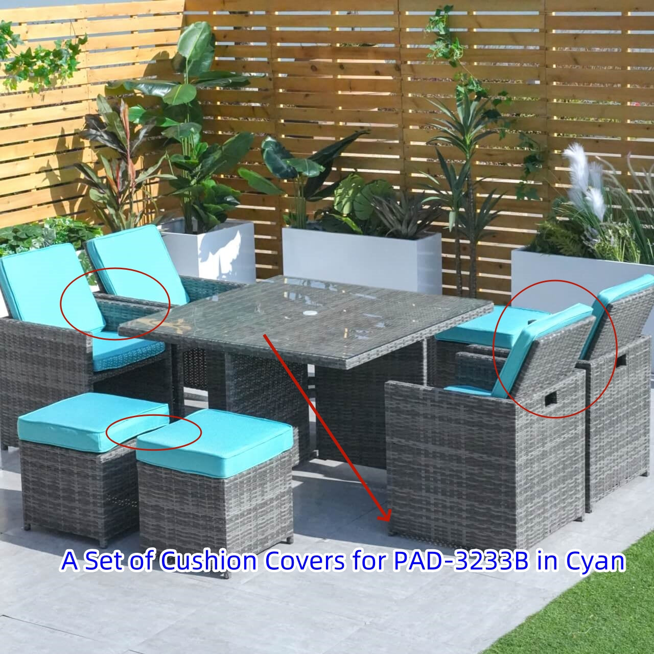 Cushion Covers for Patio Dining Set (PAD-3233B-Cushion-Covers)