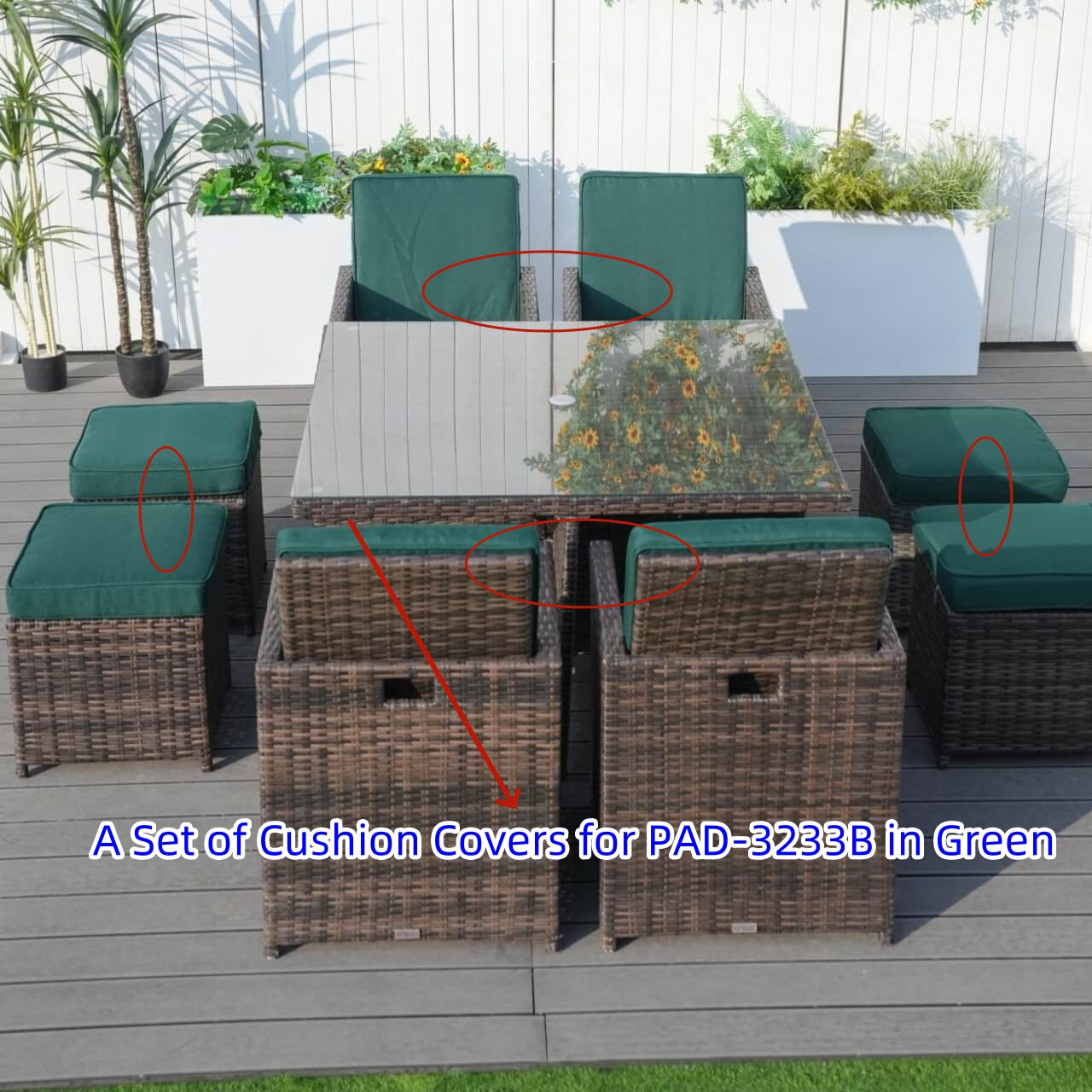 Cushion Covers for Patio Dining Set (PAD-3233B-Cushion-Covers)