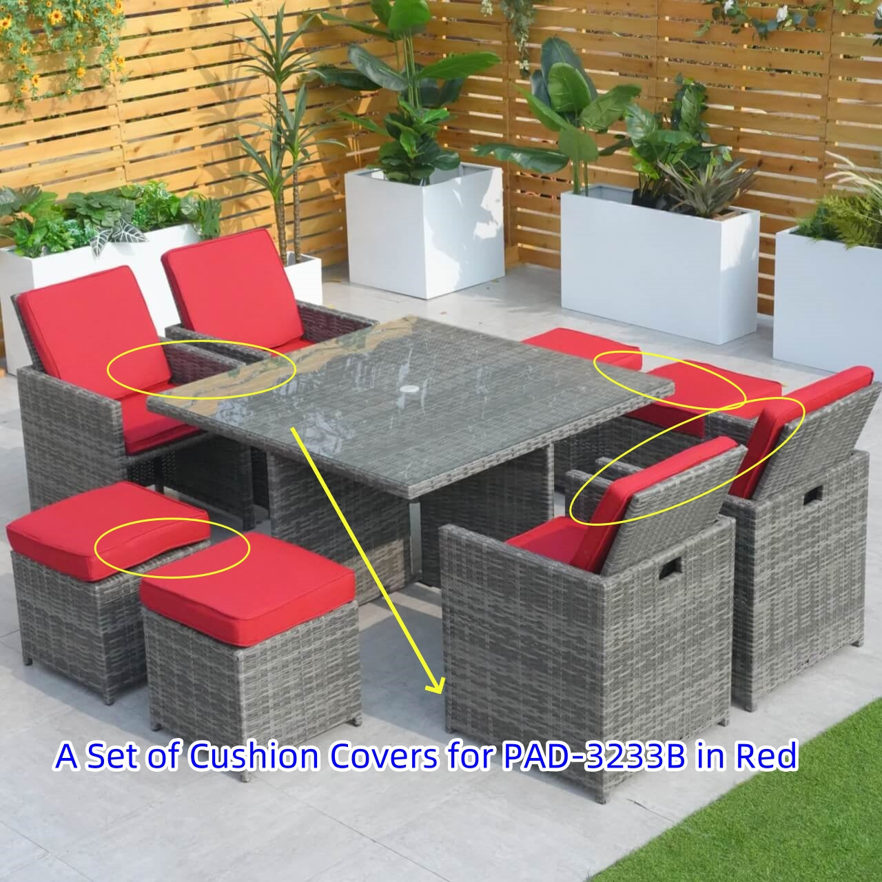 Cushion Covers for Patio Dining Set (PAD-3233B-Cushion-Covers)