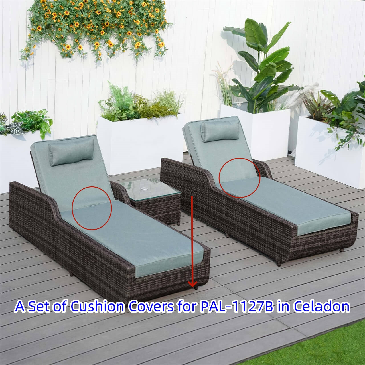 Cushion Covers for Outdoor Chaise Lounge (PAL-1127B)