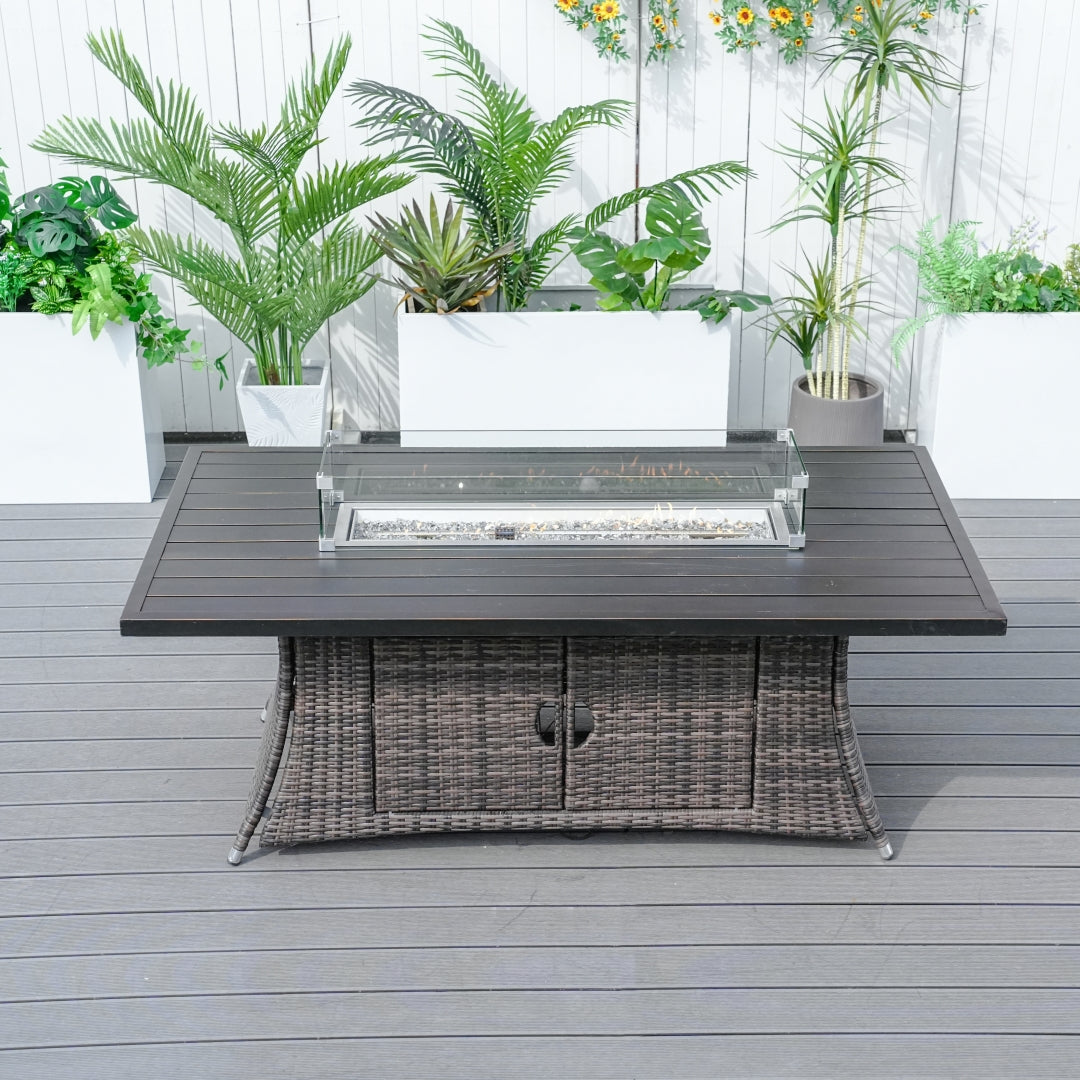 6-Seat Rectangle Fire Pit Table with Aluminum Top (PAG-1106RA-T)
