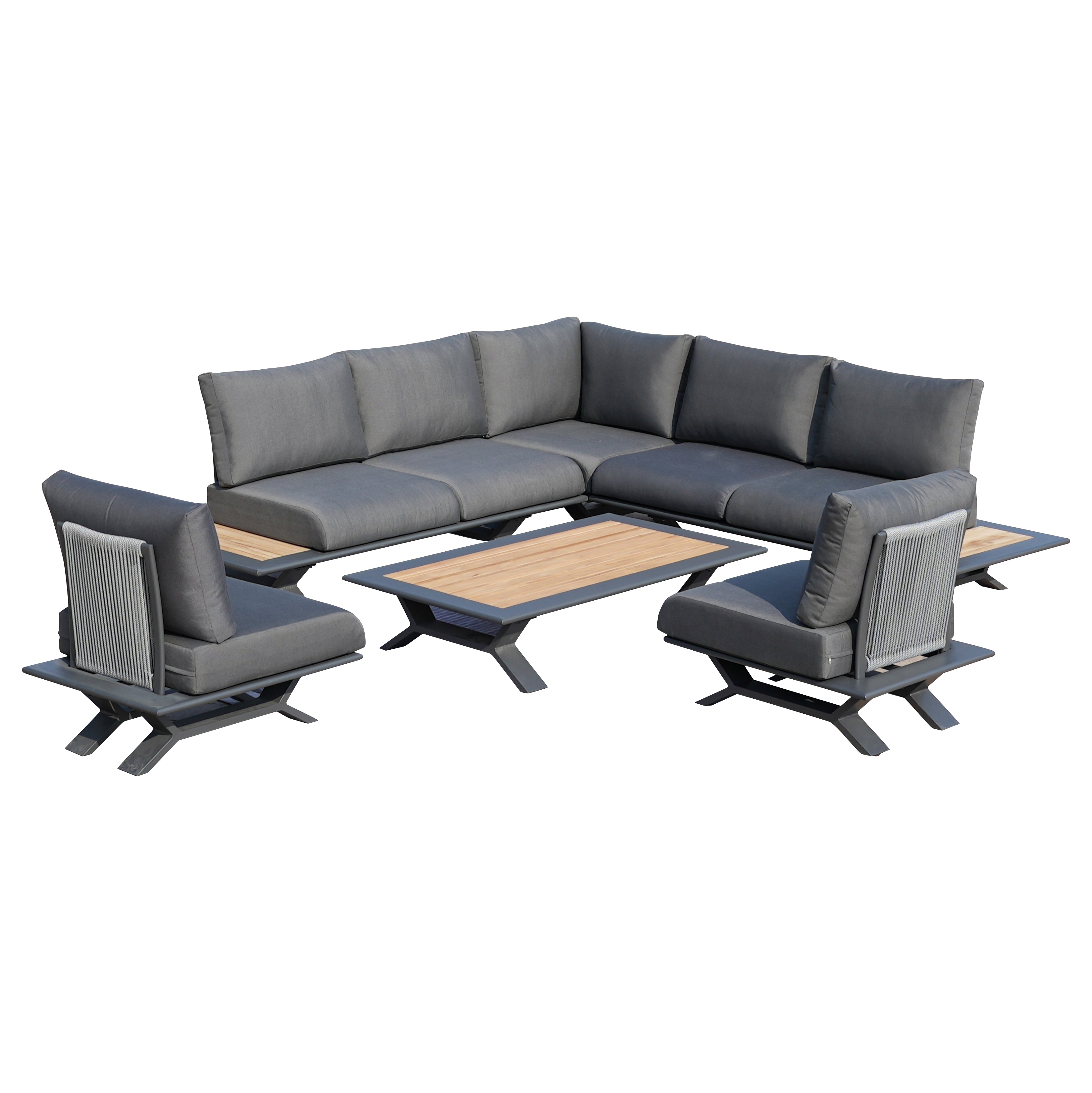 High-grade teak handrails aluminum dew pipe sofa garden set