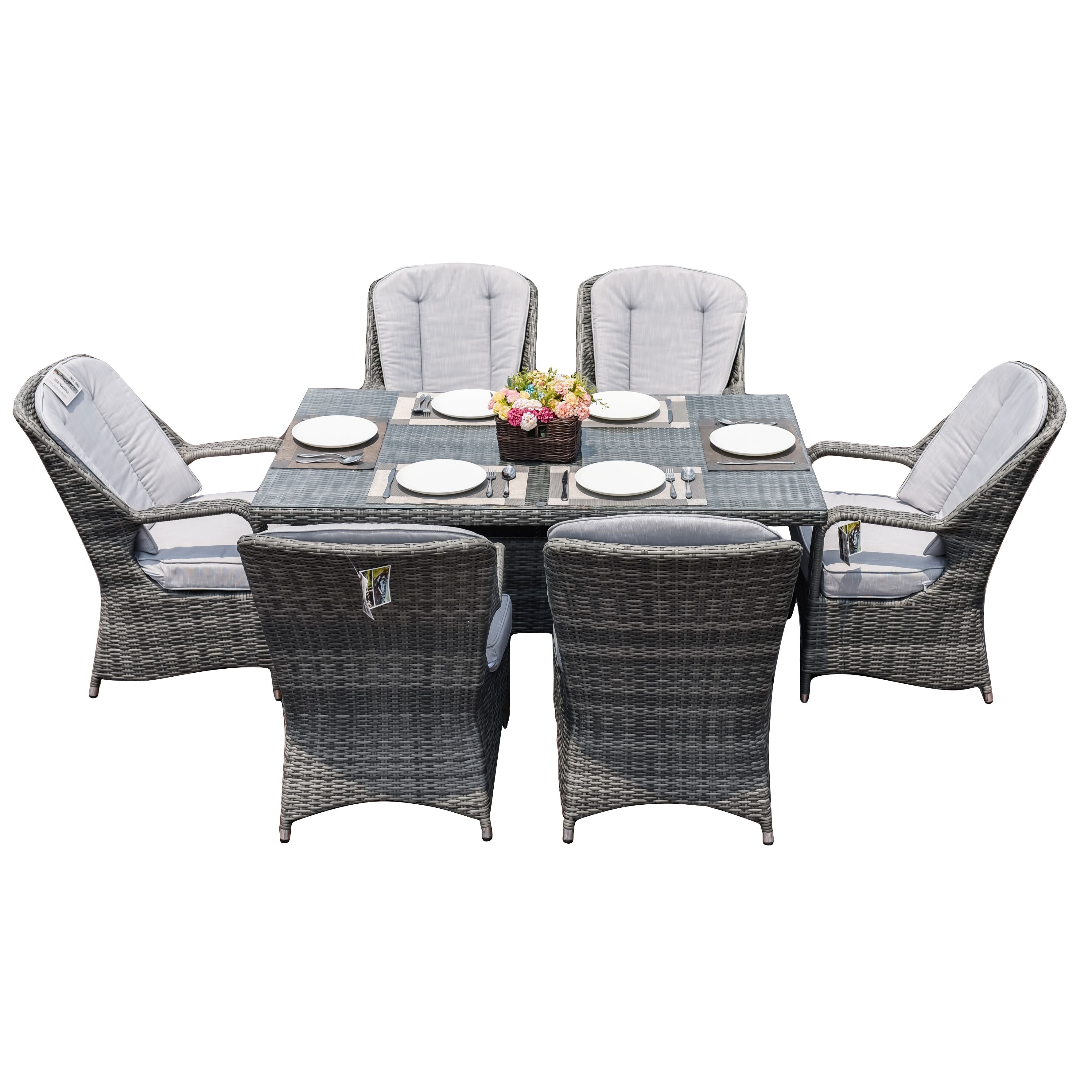 Parma 6-Seat Outdoor Dining Set - Rectangular Dining Table (PAD-1712)
