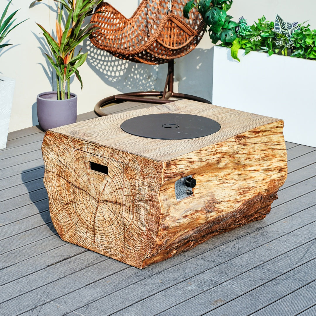 Terrafab Rectangular Faux Wood Fire Pit Table for Outdoor Use (PAG-2170)