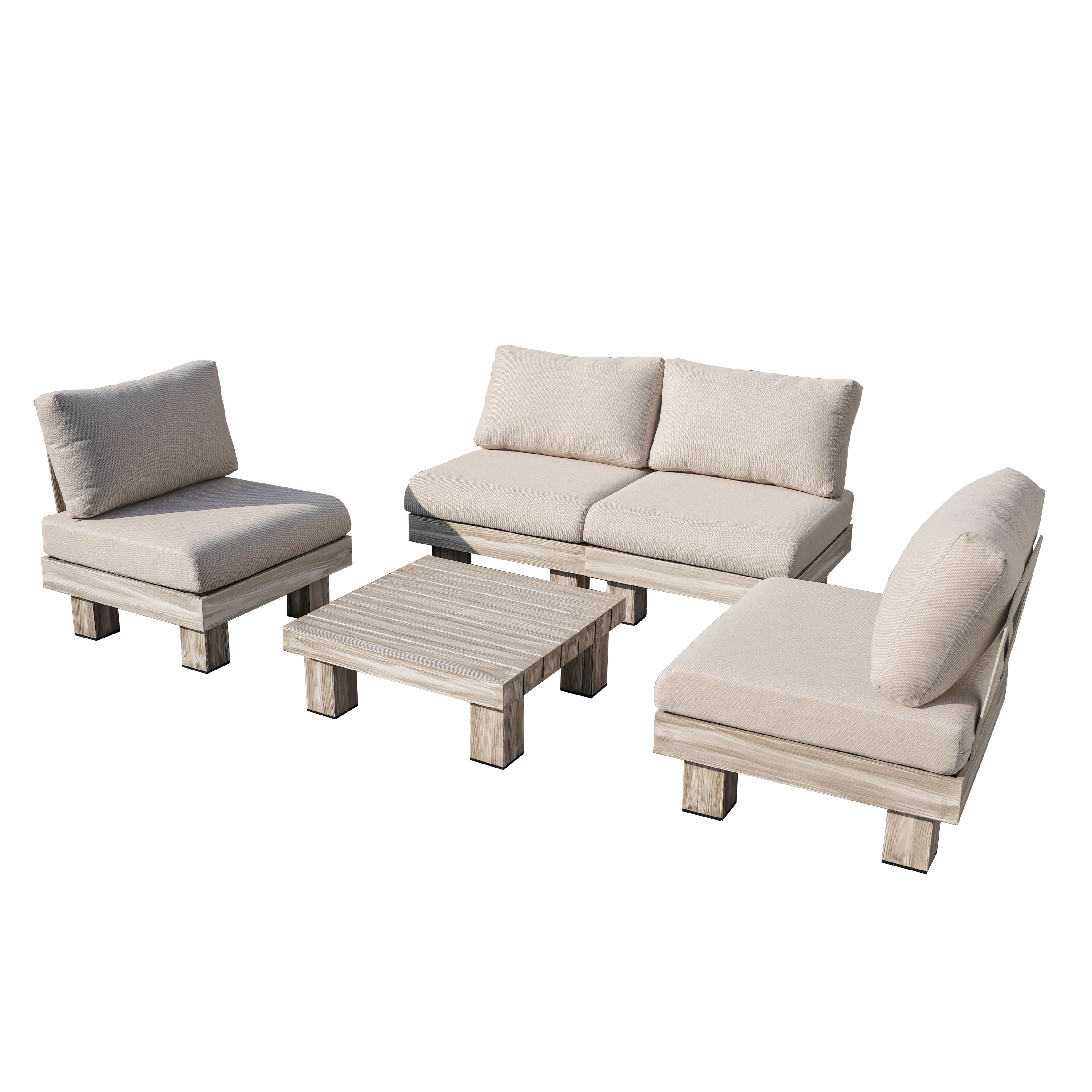 Minimalist Armless Modular Sofa & Coffee Table Set | Comfortable, Durable Outdoor Furniture  PAS-2510