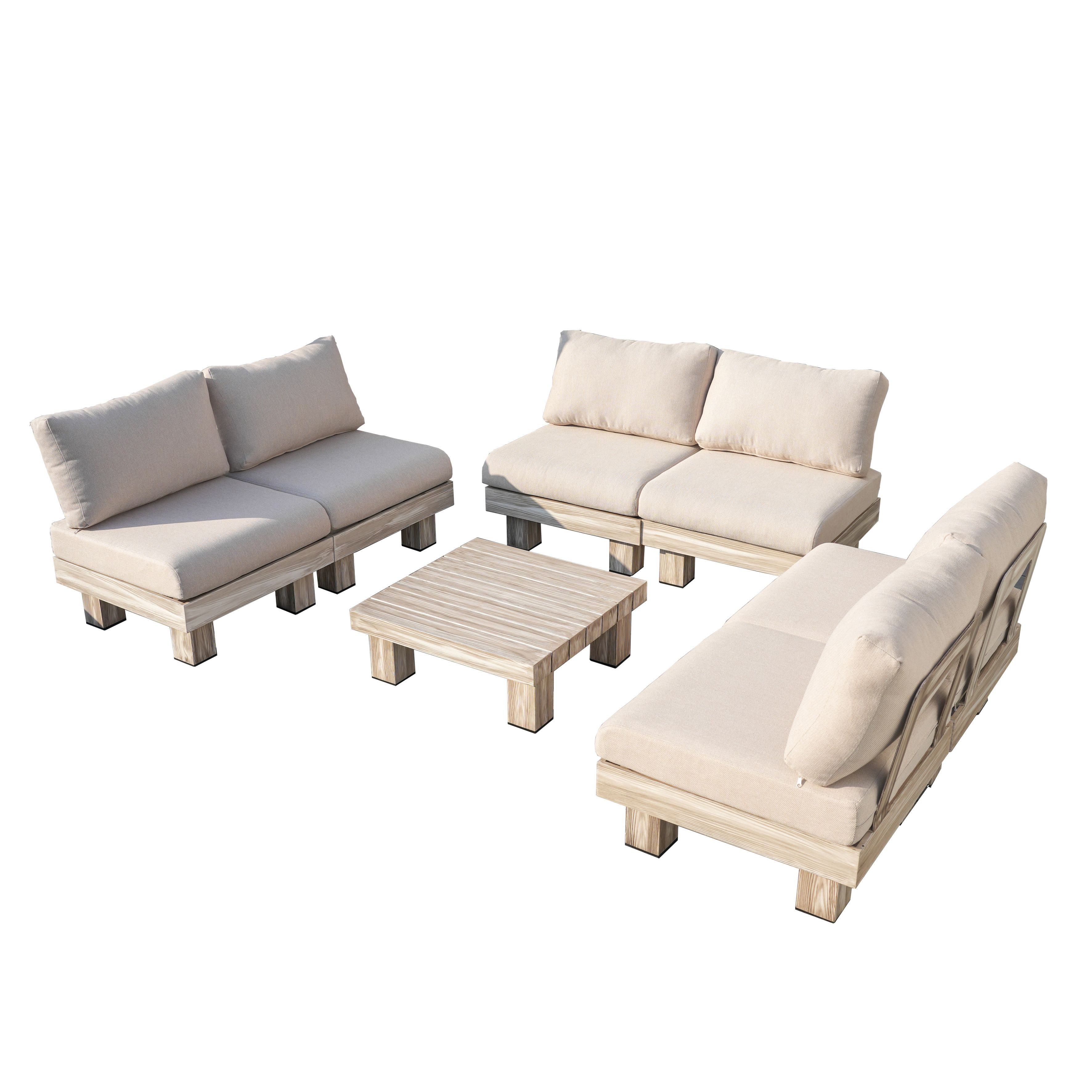 Minimalist Armless Modular Sofa & Coffee Table Set | Comfortable, Durable Outdoor Furniture  PAS-2510