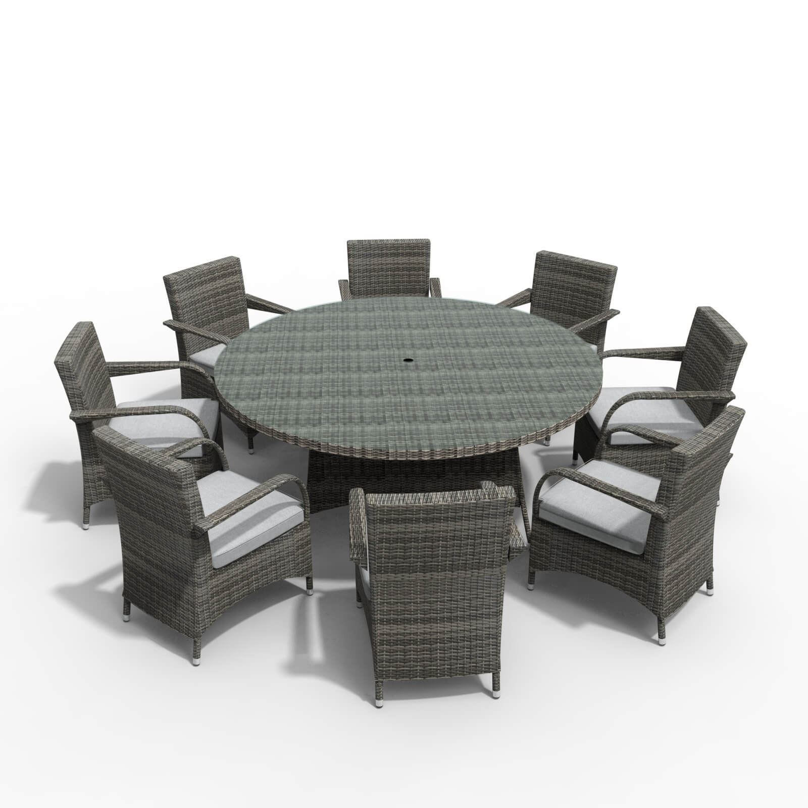 Hampton 8-Seat Outdoor Dining Set with Round Dining Table (PAD-1714+1122)