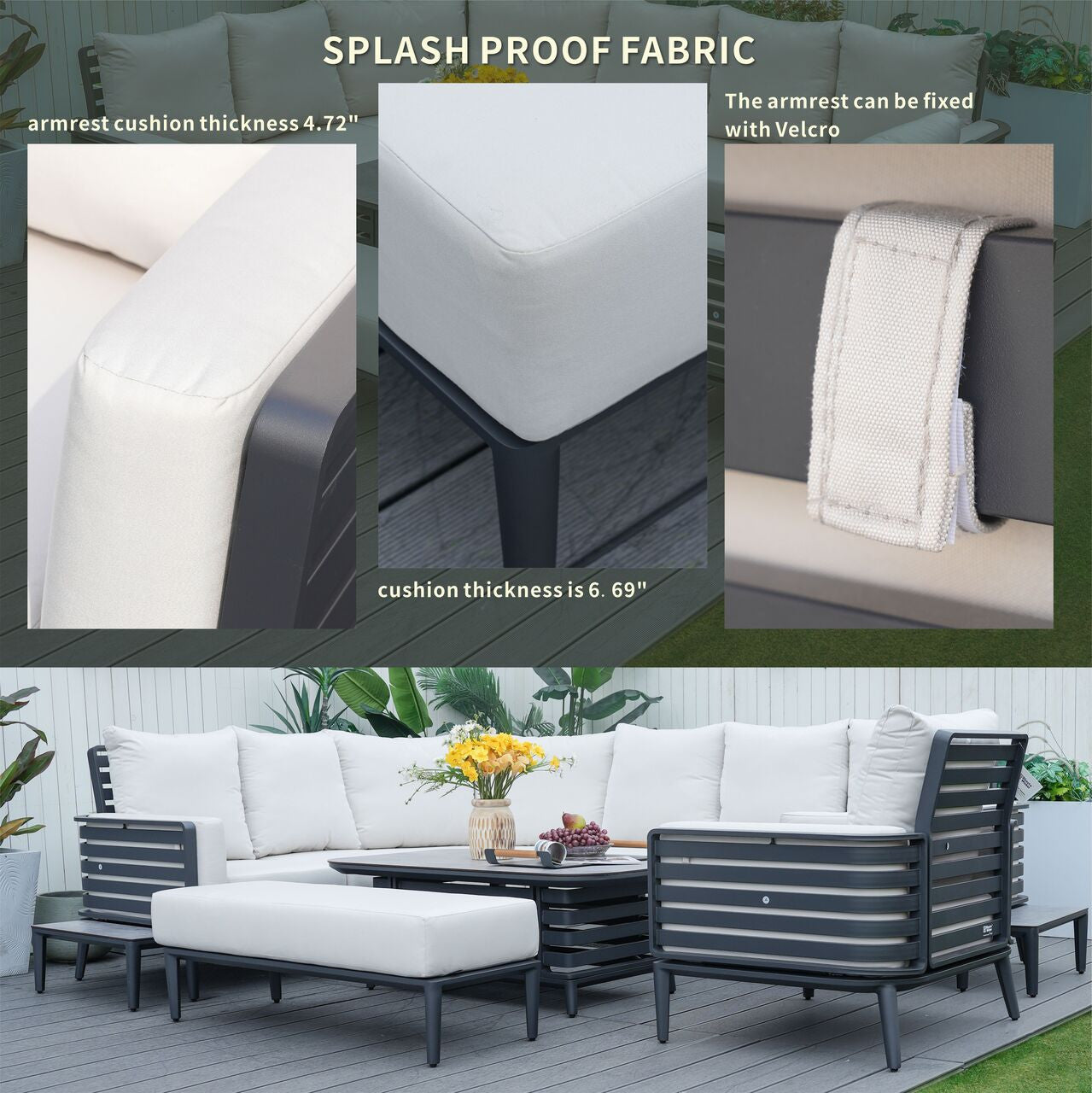 New aluminum exposed tube high-end 8-person sofa set | PAS-2351+2352