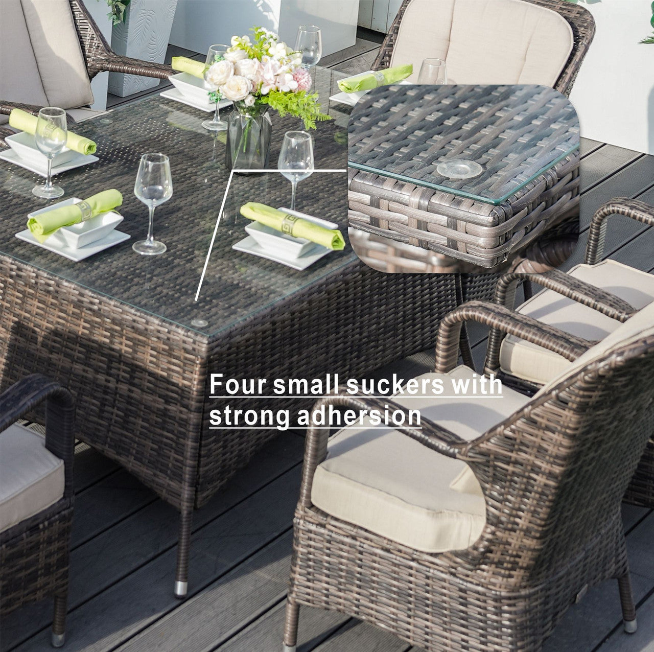 Parma 6-Seat Outdoor Dining Set - Rectangular Dining Table (PAD-1712)