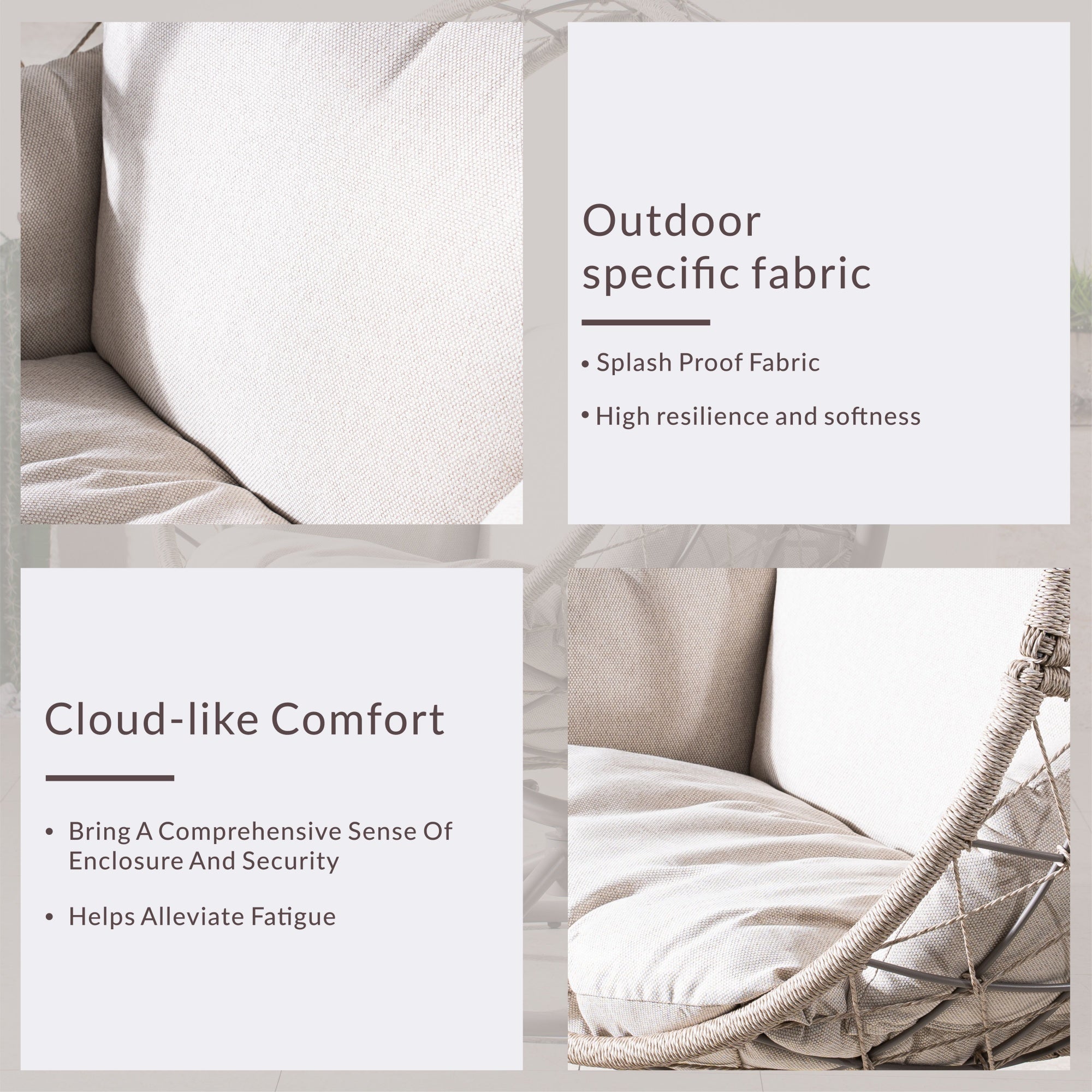 Iron Rocking Chair with Detachable Base and Thickened Cushioned Seat