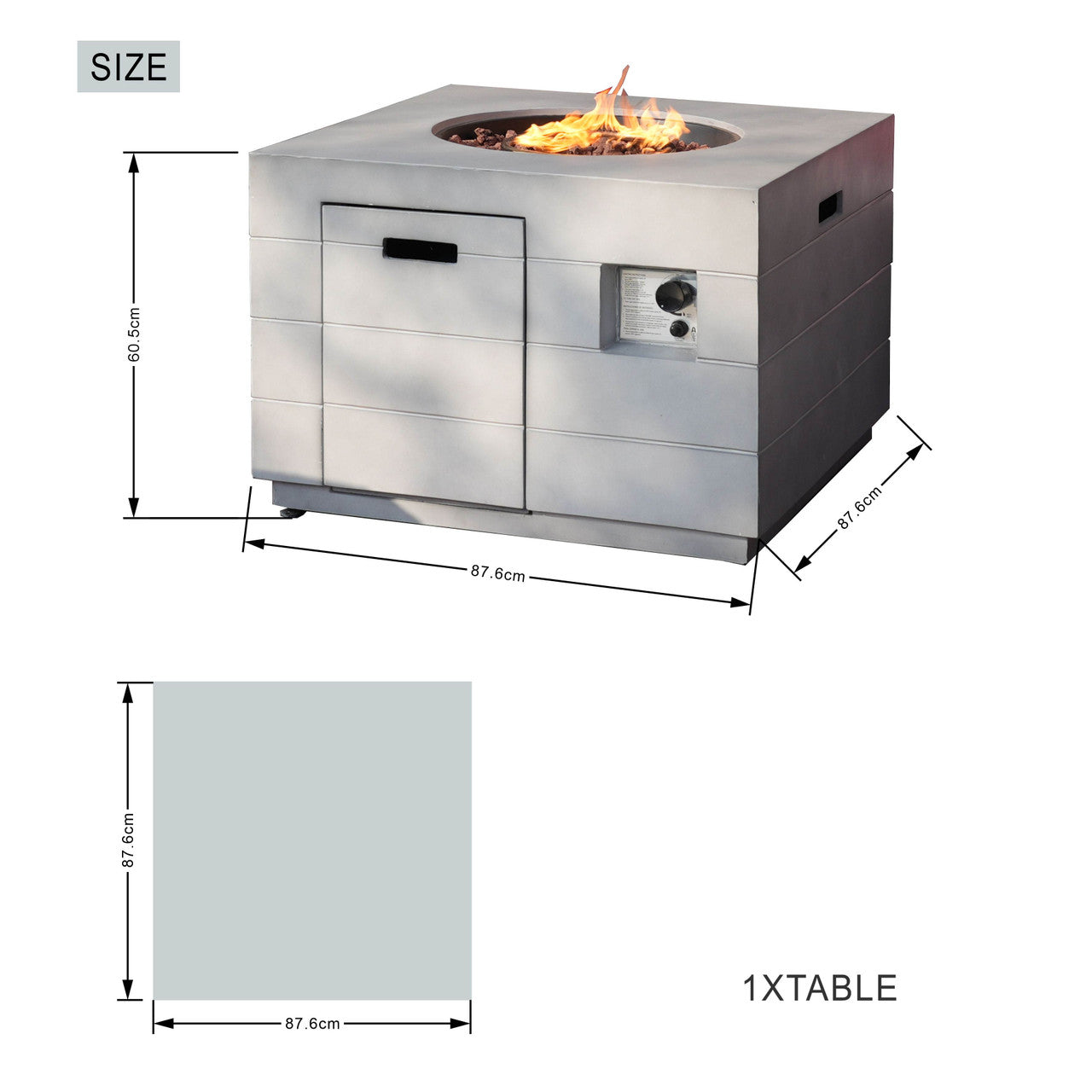 Venetian Square Fire Pit Table for Outdoor Use (PAG-2140)
