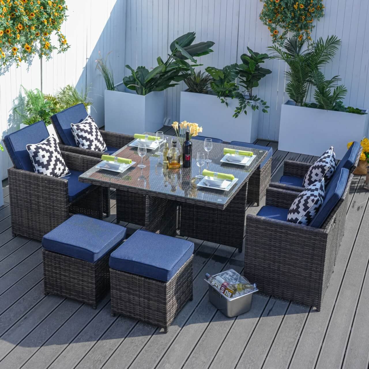 Berlin 4-Seat Outdoor Dining Set – Cube Dining Table ( PAD-3233B)