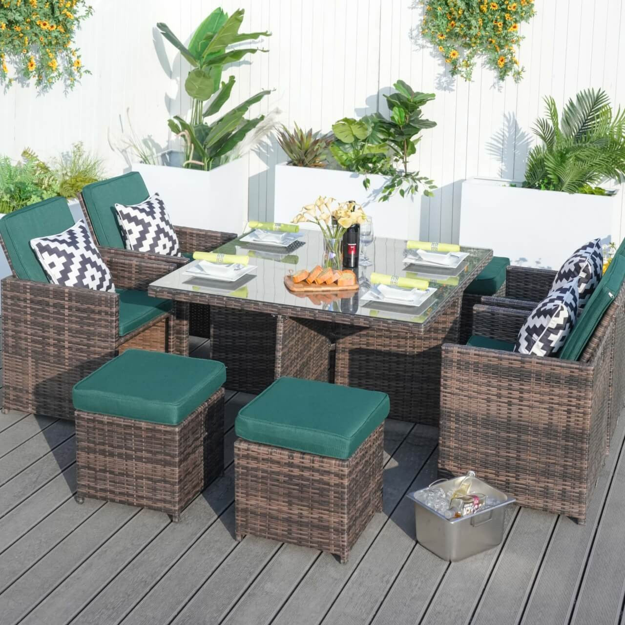 Berlin 4-Seat Outdoor Dining Set – Cube Dining Table ( PAD-3233B)