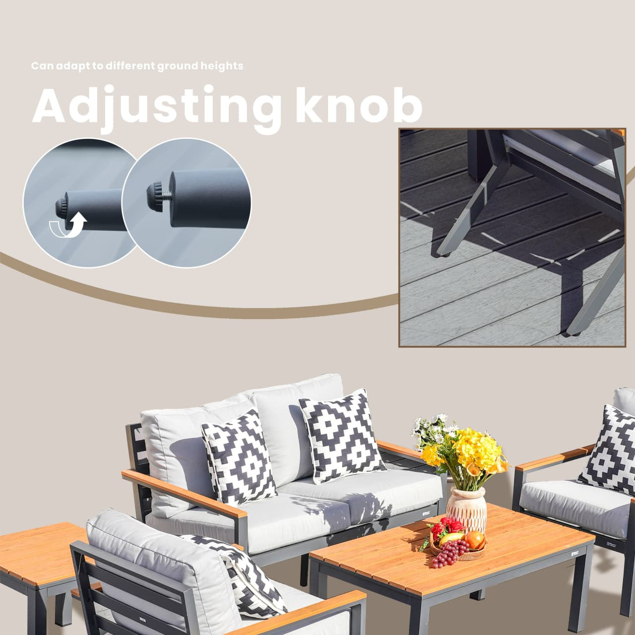 Heidi 5 Seate Conversation Sofa Set (PAS-2481)