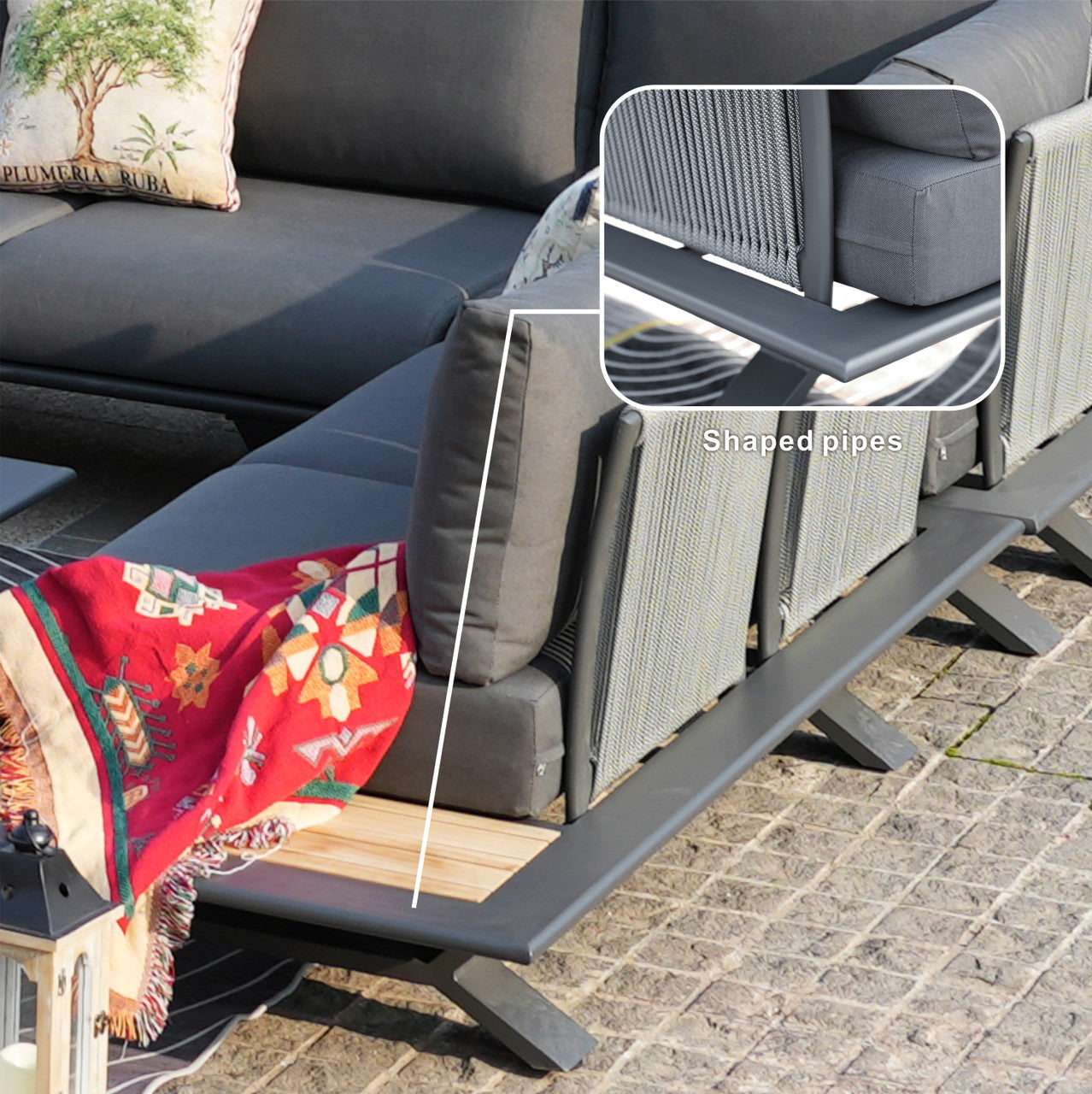 High-grade teak handrails aluminum dew pipe sofa garden set