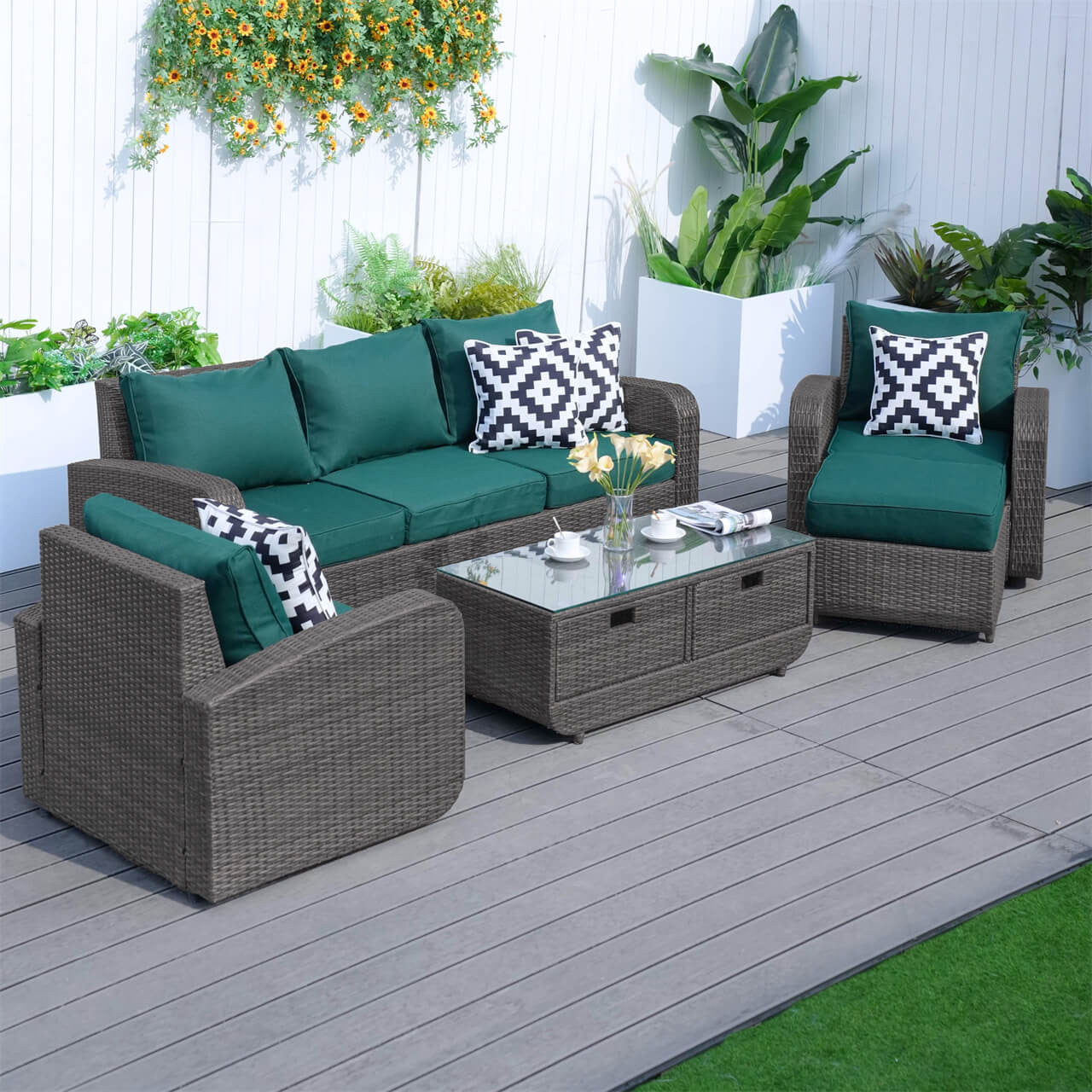 Green Cushion Covers for Whole Set of PAS-1515