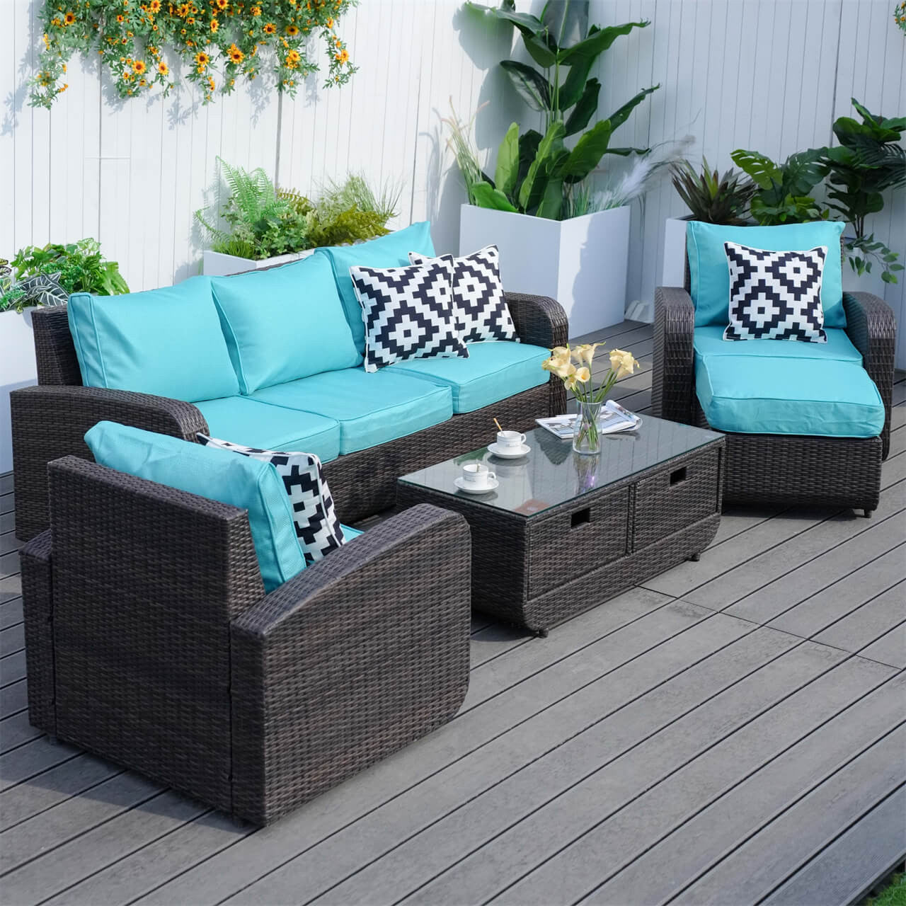 Cyan Cushion Covers for Whole Set of PAS-1515