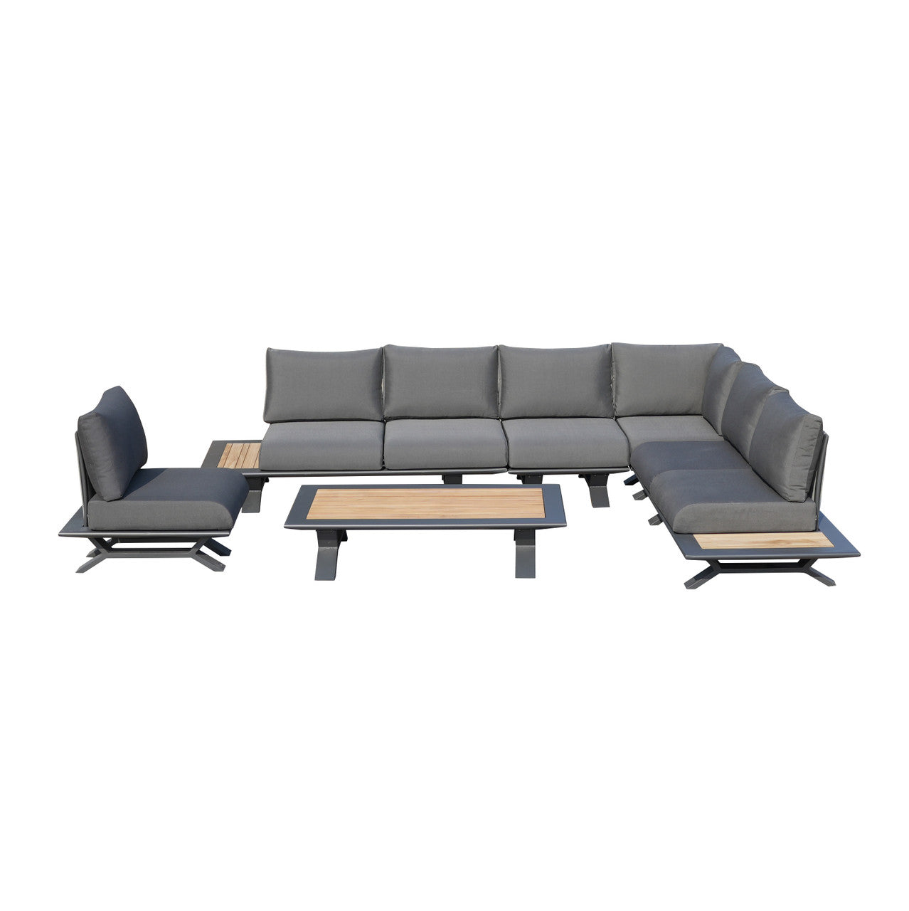High-grade teak handrails aluminum dew pipe sofa garden set