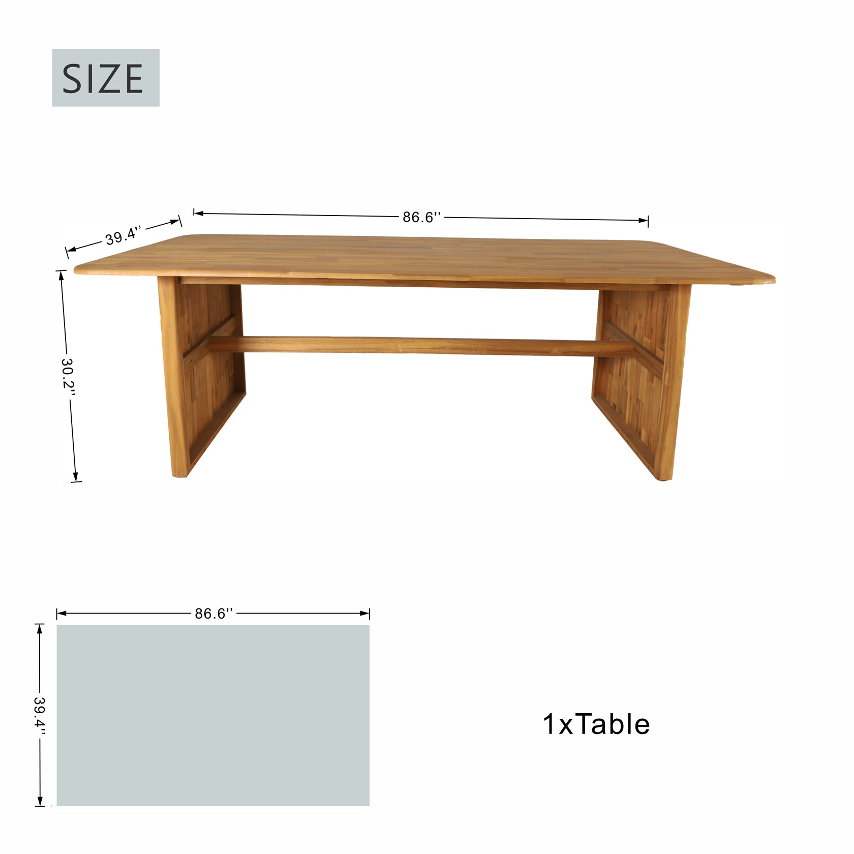 6-Seat Outdoor Dining Table Set with 6 Chairs – Acacia Wood Dining Set with Cushioned Seats (PAD-2517)