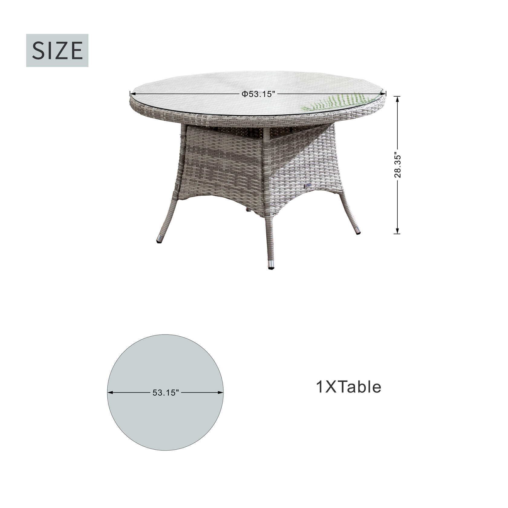 6-Seat Round Outdoor Dining Table with Glass Turntable (PAD-1711-Table)