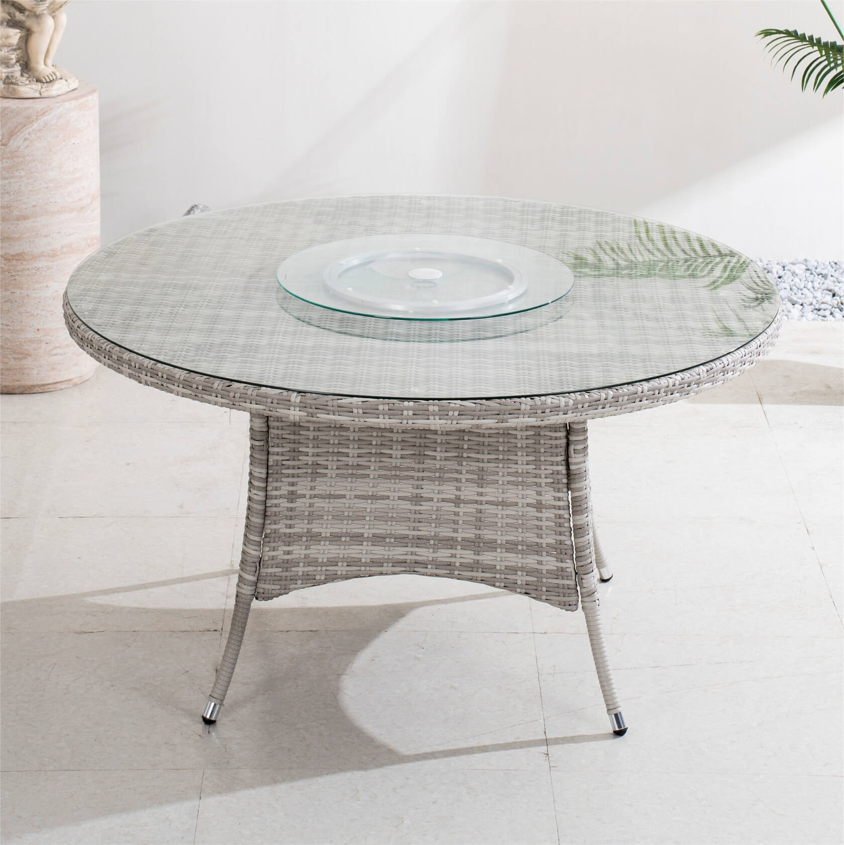 6-Seat Round Outdoor Dining Table with Glass Turntable (PAD-1711-Table)