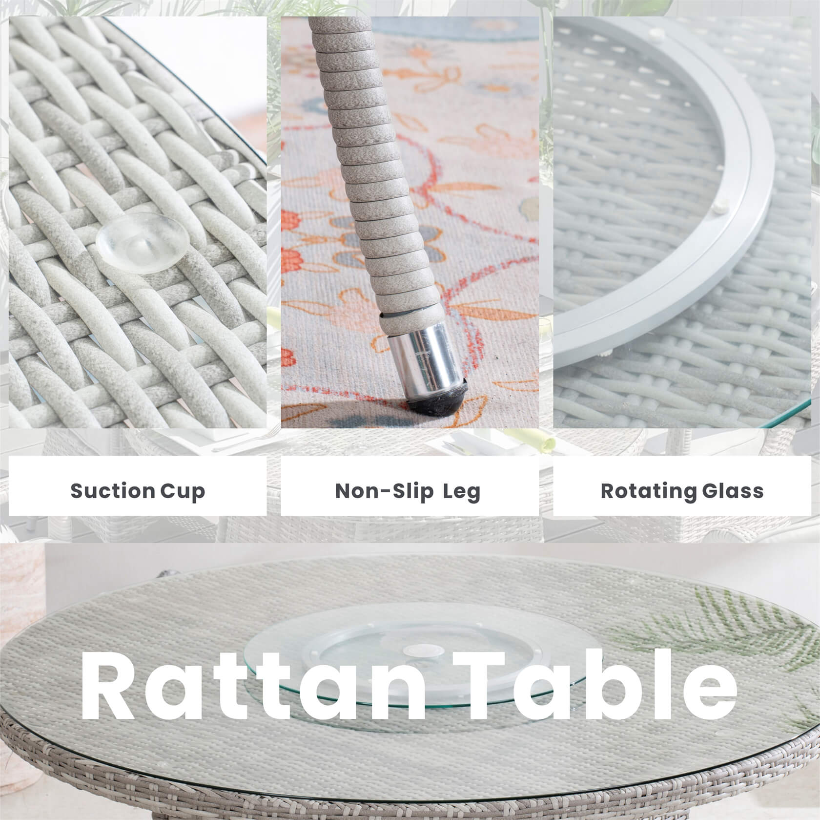 6-Seat Round Outdoor Dining Table with Glass Turntable (PAD-1711-Table)