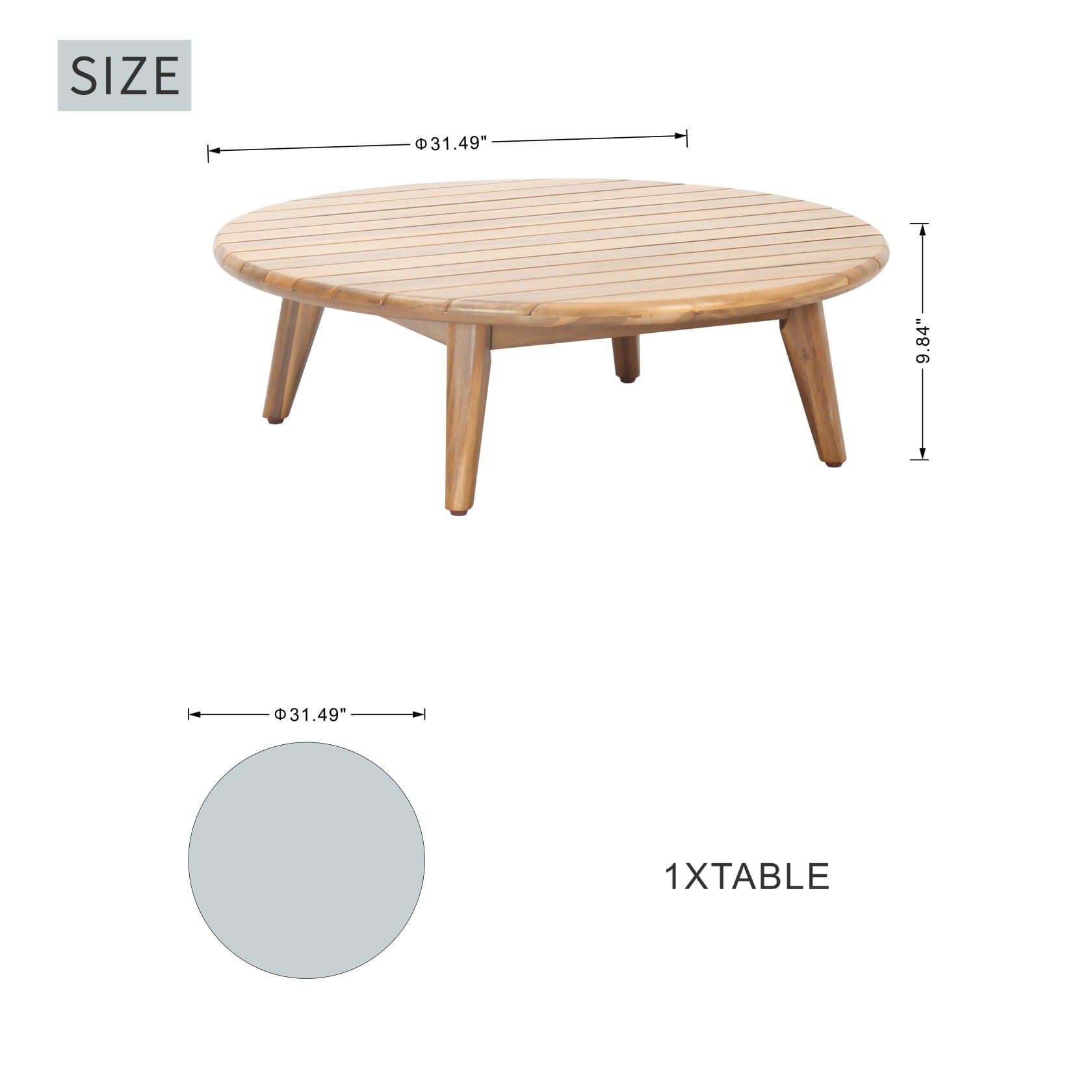 Rebel 5-Seat Wood Patio Conversation Set with Footstool(PAS-2513-3SC+SC*2+TA+ST)