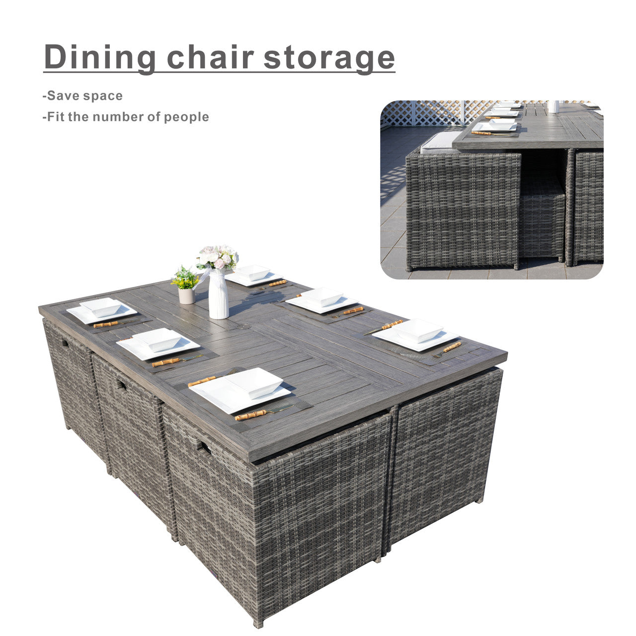 Details of 6 Seats Aluminum Dining Table Set