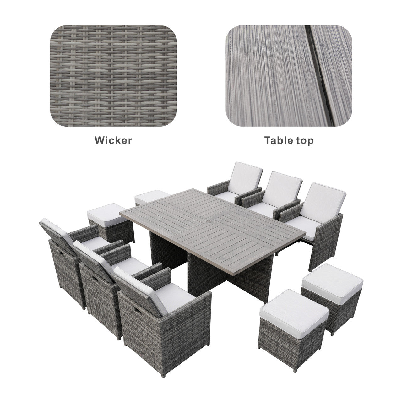 Details of 6 Seats Aluminum Dining Table Set