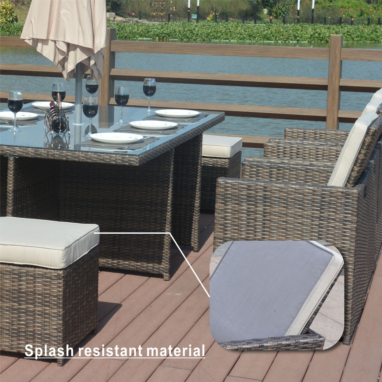 Details of 6 Seats Aluminum Dining Table Set