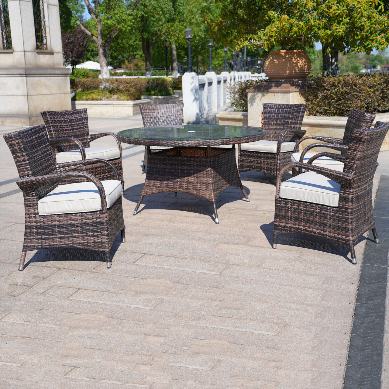 Hampton Outdoor Rattan Armchair – Perfect for Patios and Gardens (PAD-1123-KD)