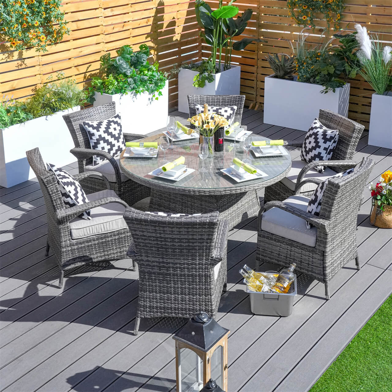 6 Seats Round Dining Set 