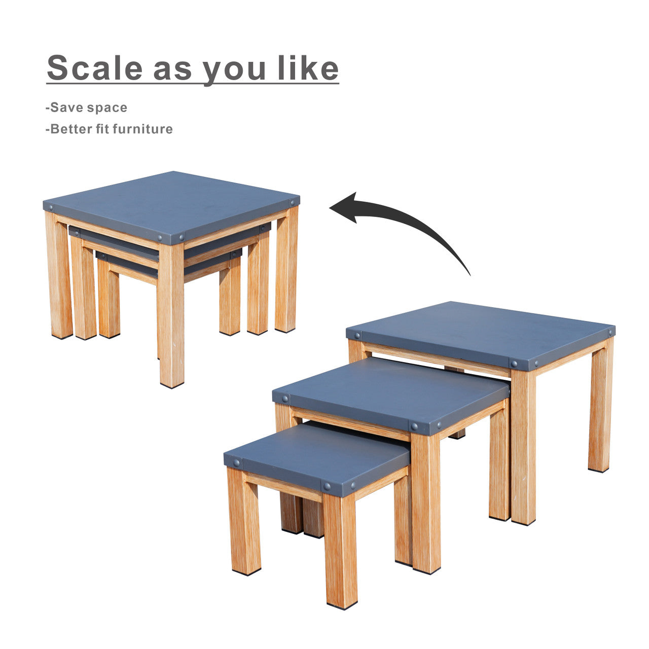 All aluminum outdoor three-piece set can accommodate portable square table