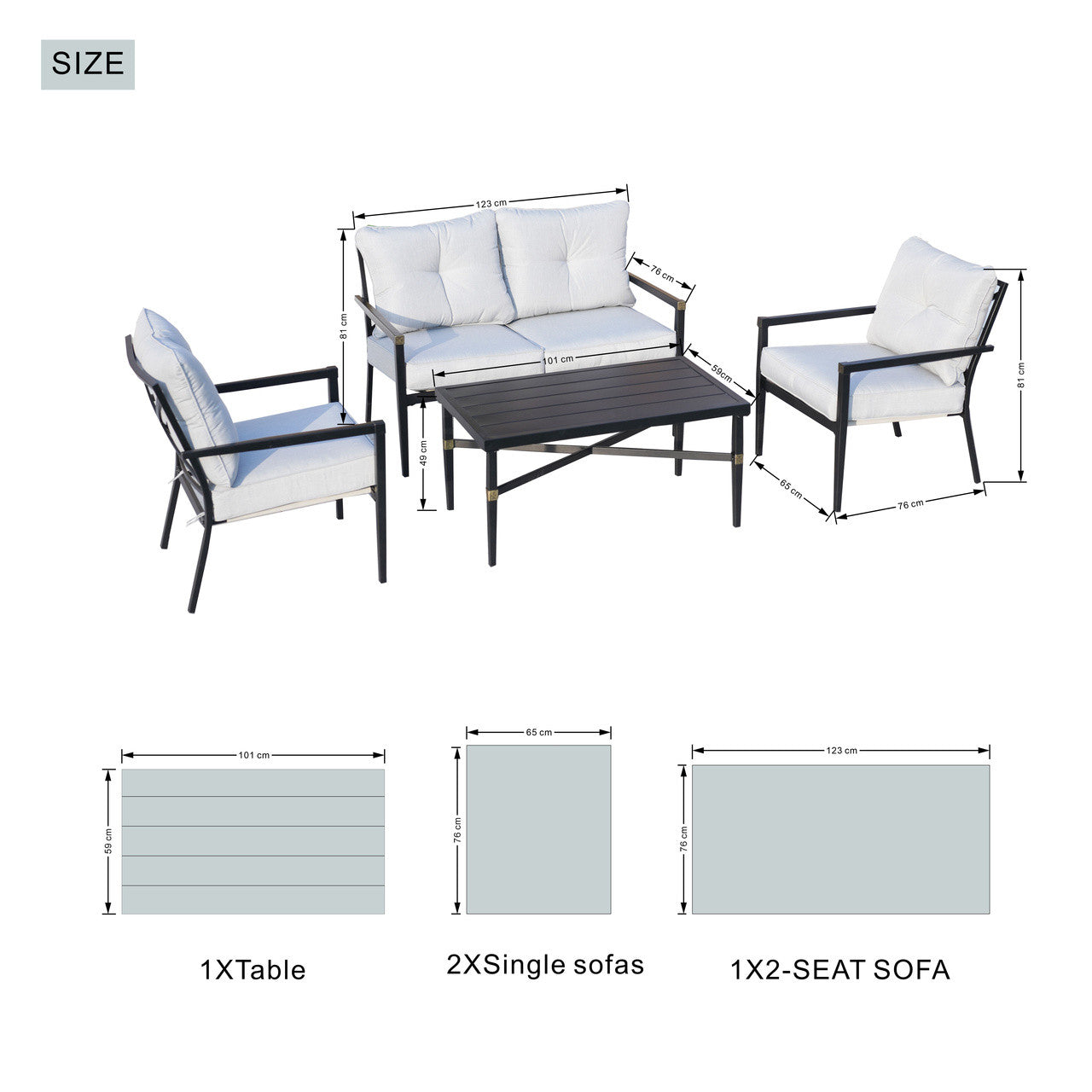 Aluminum Exposed Tube Module Sofa -Simple, Comfortable, Practical