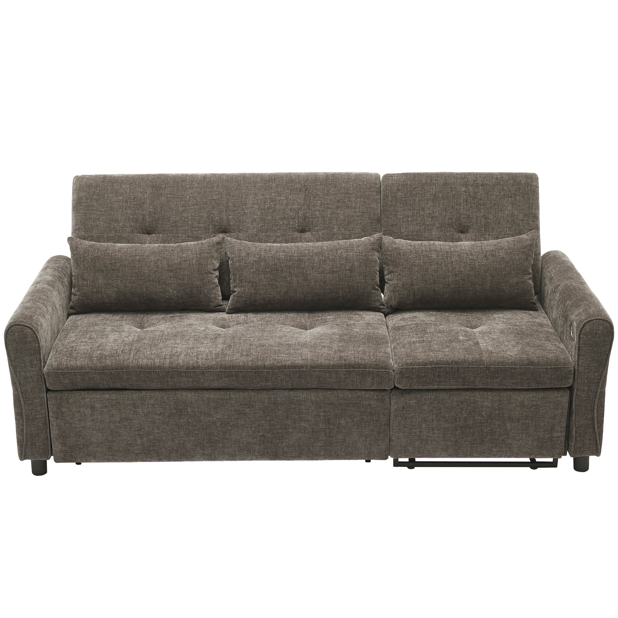 2-in-1 Sofa 82' Three-Seater with Sofa Bed and Reversible Recliner, Dark Grey Chenille