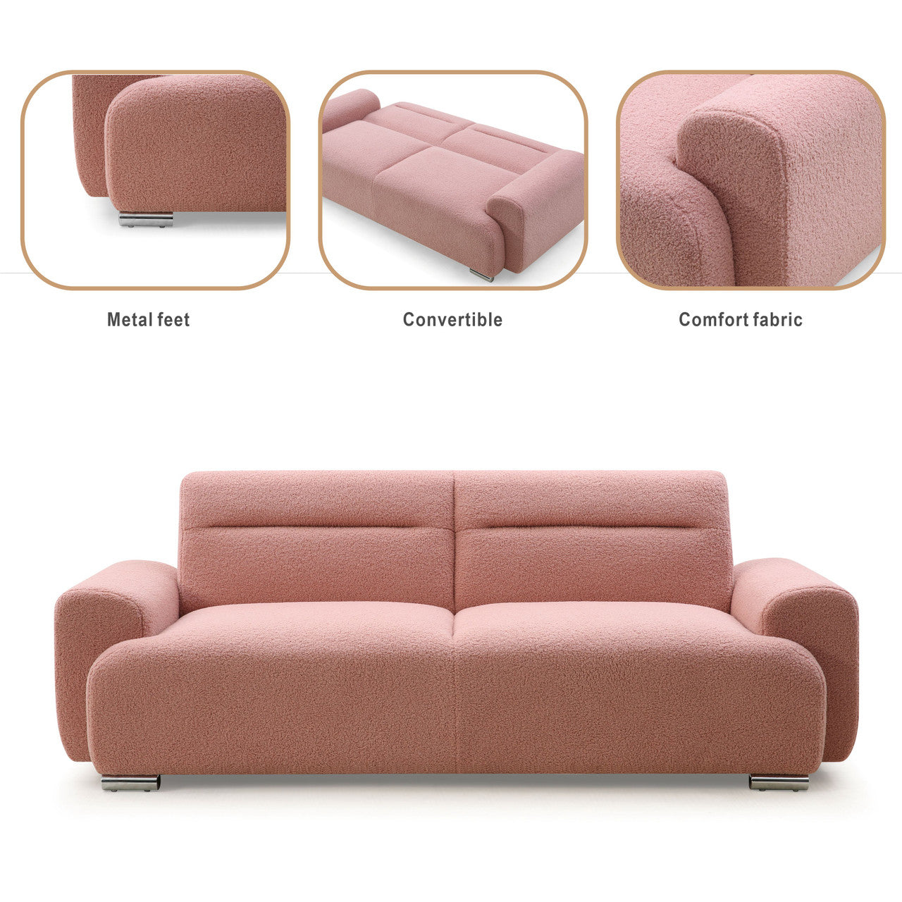 Stylish Small Three-Person Sofa Bed | Foldable & Easy to Handle