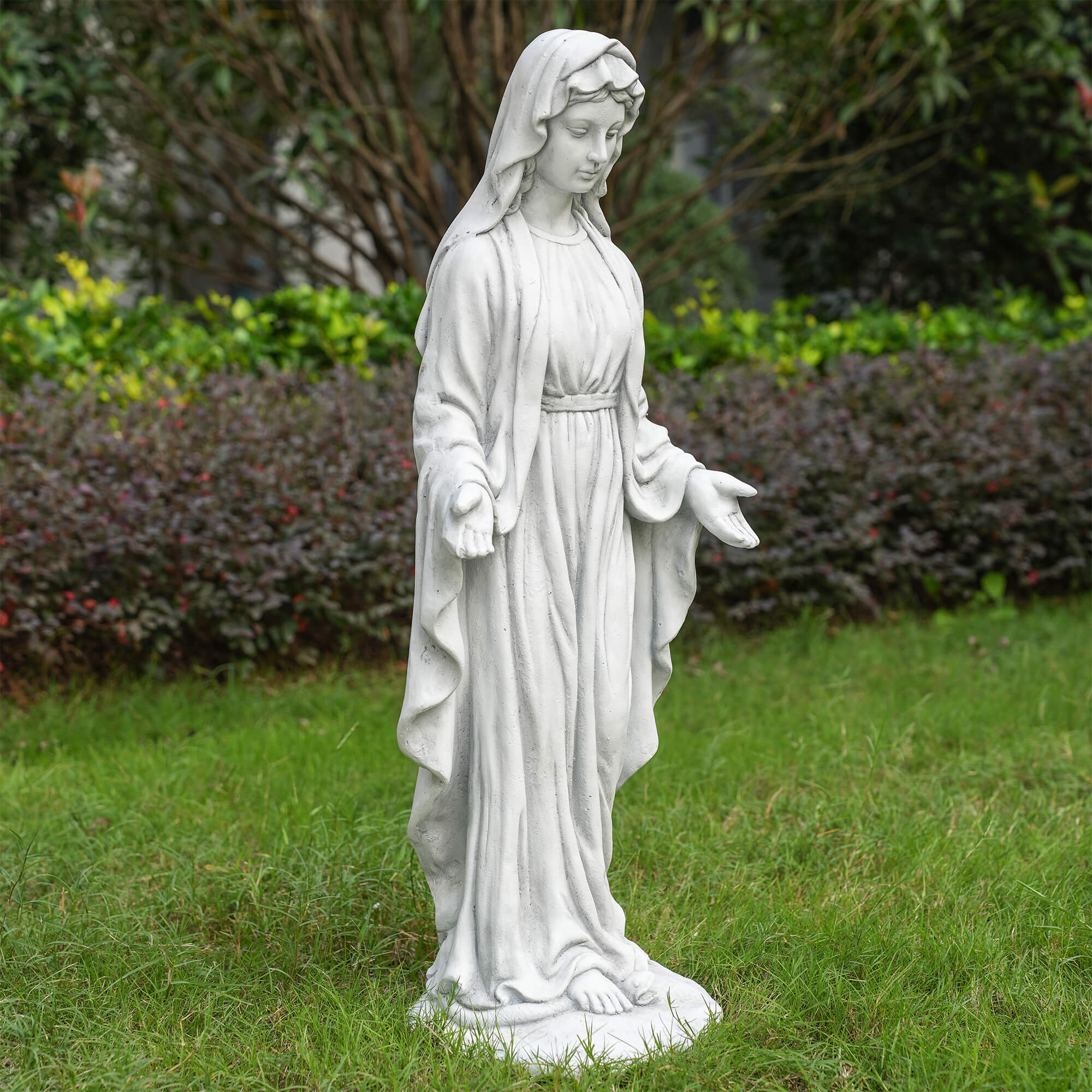 Premium Magnesium Oxide Virgin Mary Sculpture – Elegant Garden Décor, Lifelike Design
