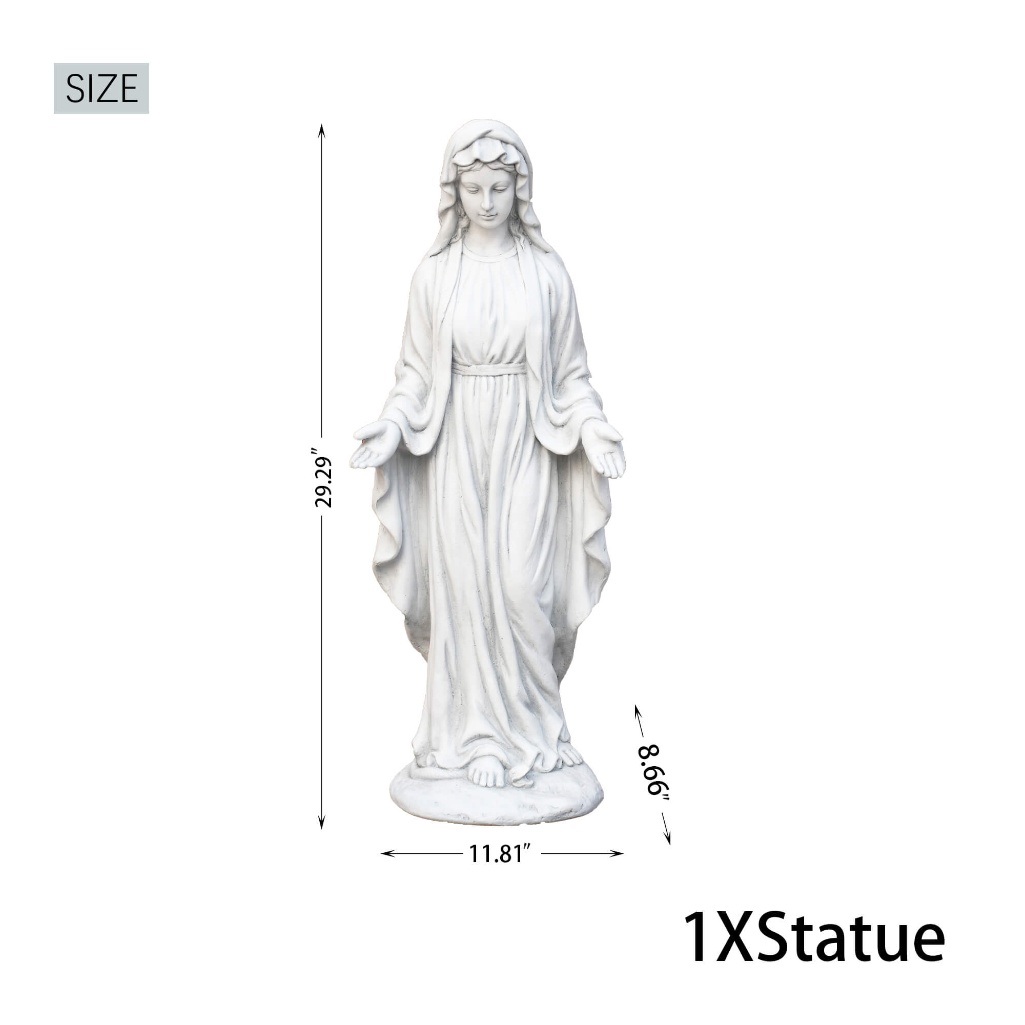 Premium Magnesium Oxide Virgin Mary Sculpture – Elegant Garden Décor, Lifelike Design