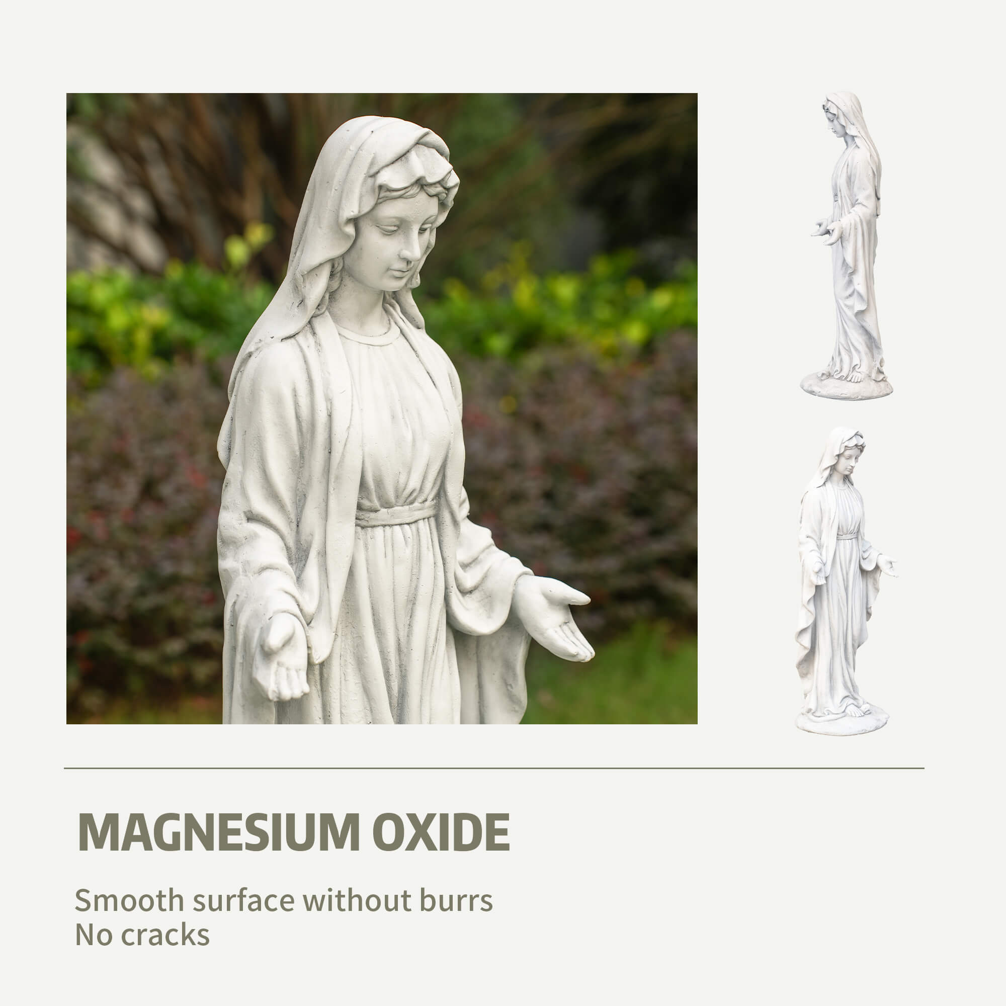 Premium Magnesium Oxide Virgin Mary Sculpture – Elegant Garden Décor, Lifelike Design