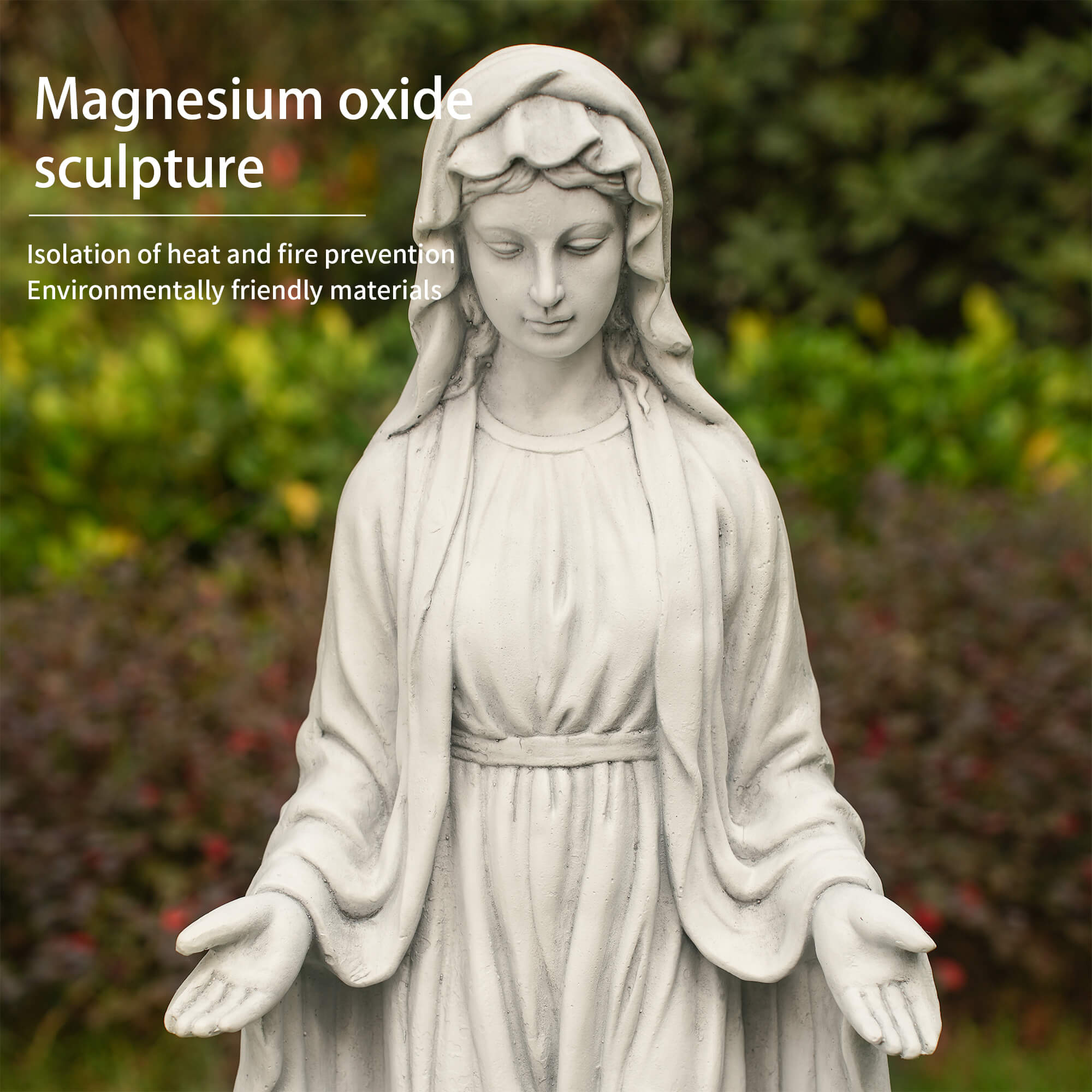 Premium Magnesium Oxide Virgin Mary Sculpture – Elegant Garden Décor, Lifelike Design