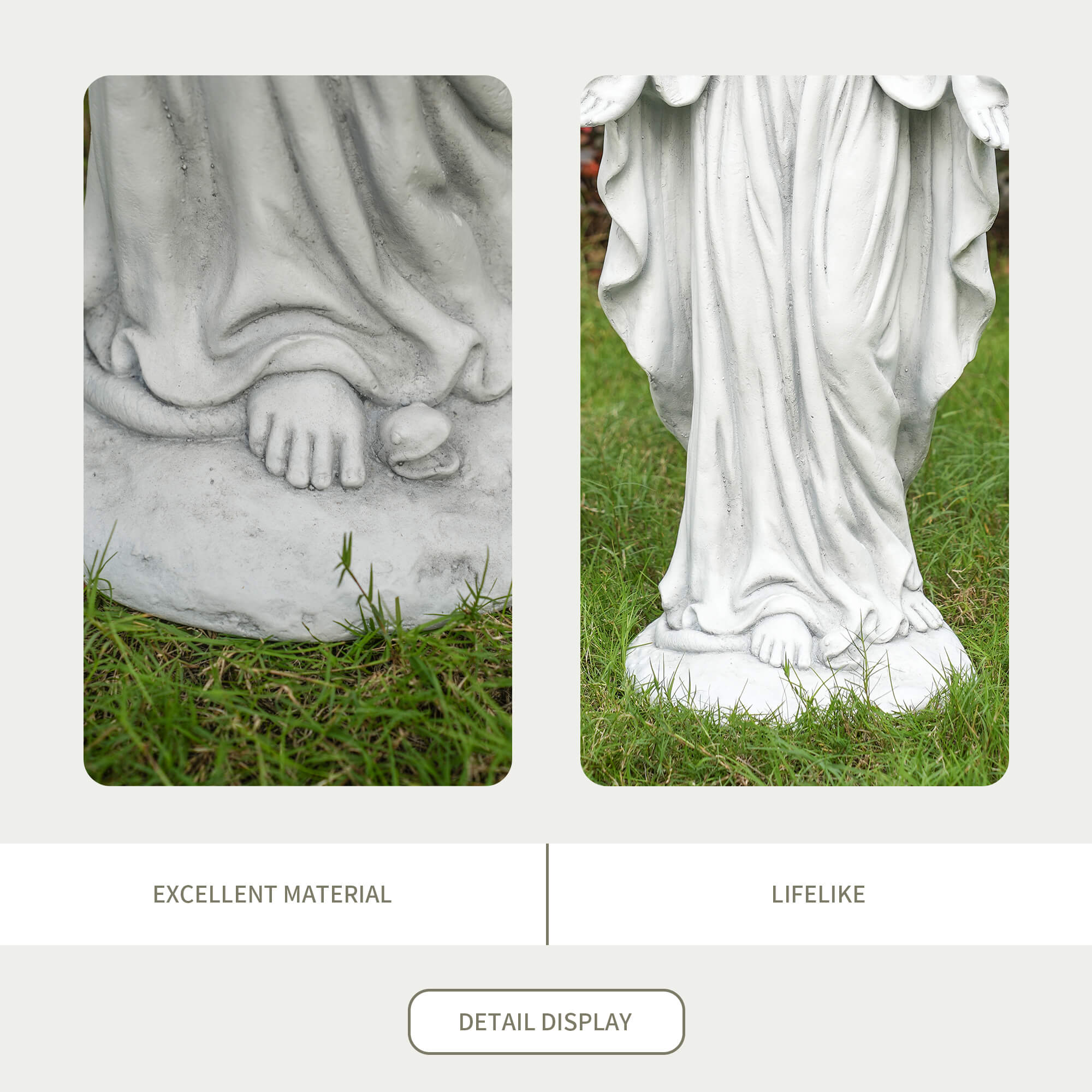 Premium Magnesium Oxide Virgin Mary Sculpture – Elegant Garden Décor, Lifelike Design