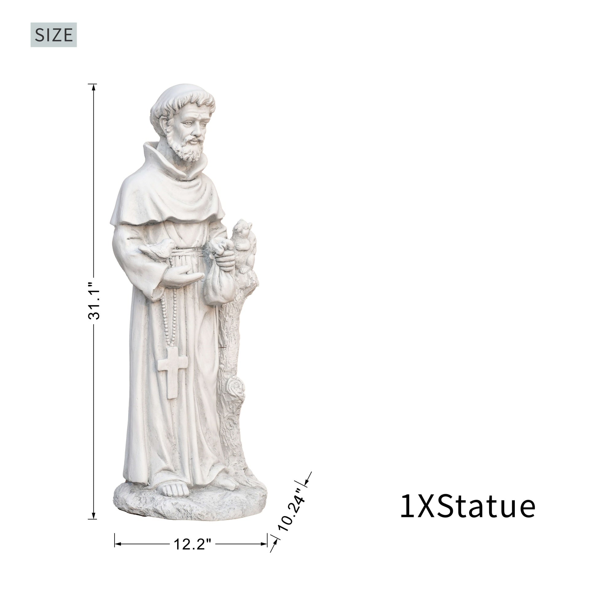 Premium Magnesium Oxide Saint Francis Sculpture – Detailed Religious Garden Décor